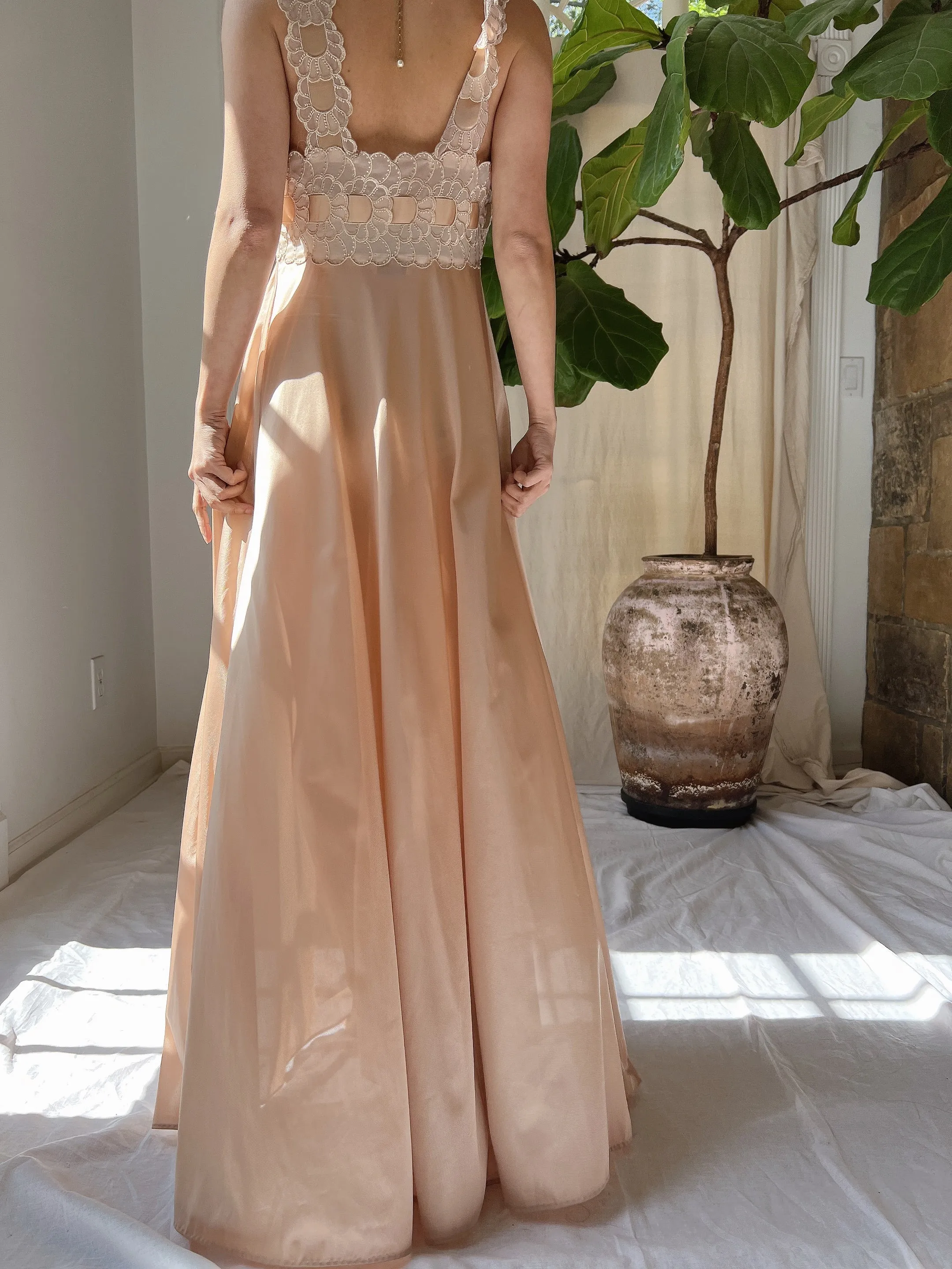 1960s Nylon Nude Slip Dress - S/M