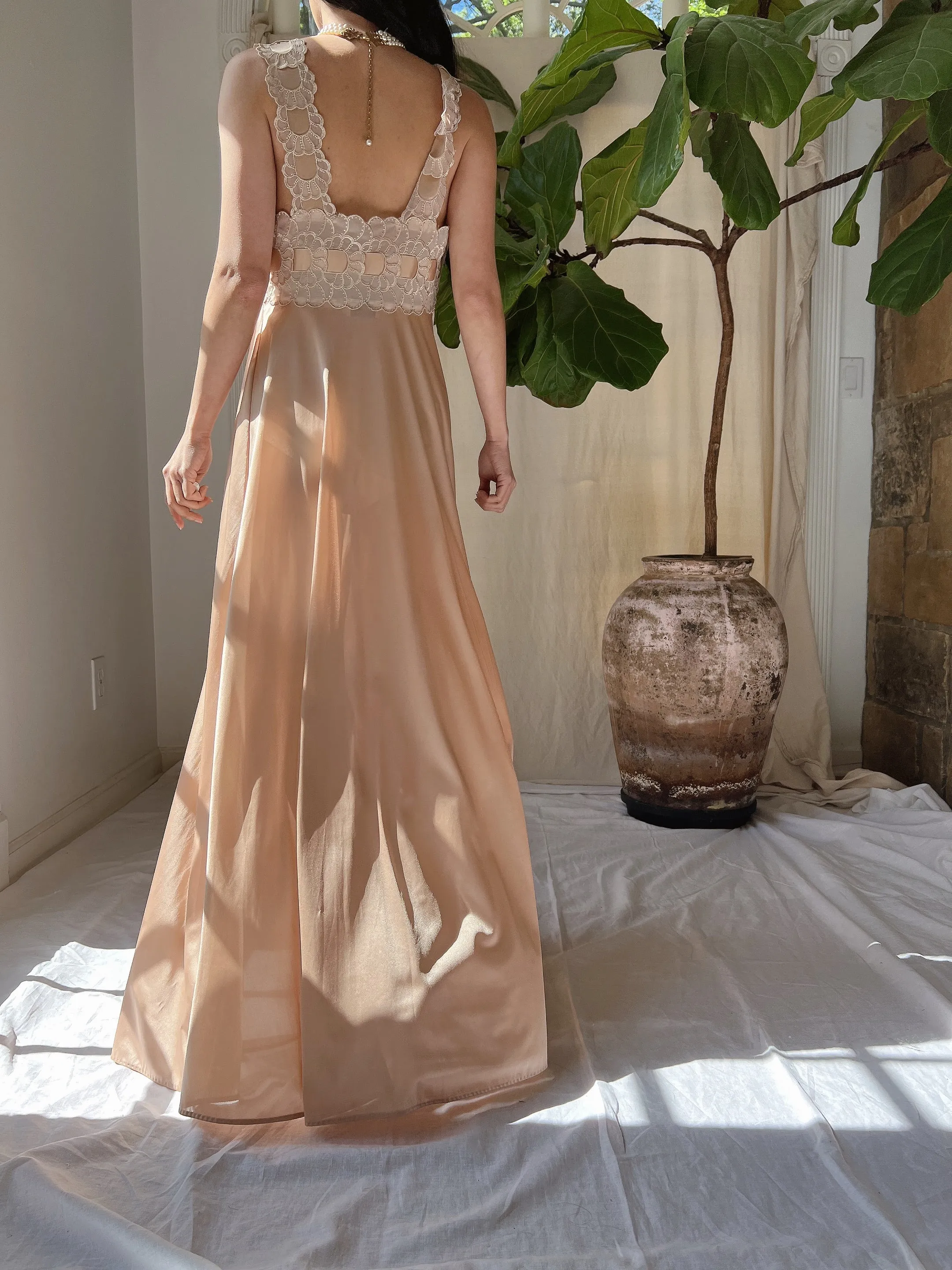 1960s Nylon Nude Slip Dress - S/M