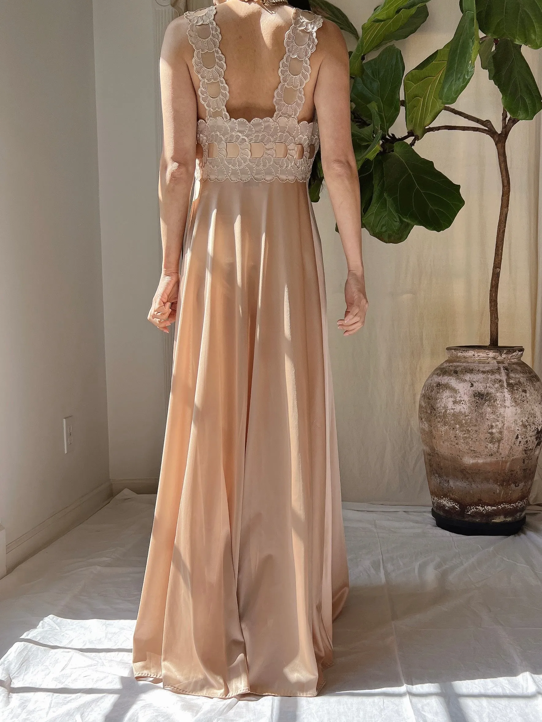 1960s Nylon Nude Slip Dress - S/M