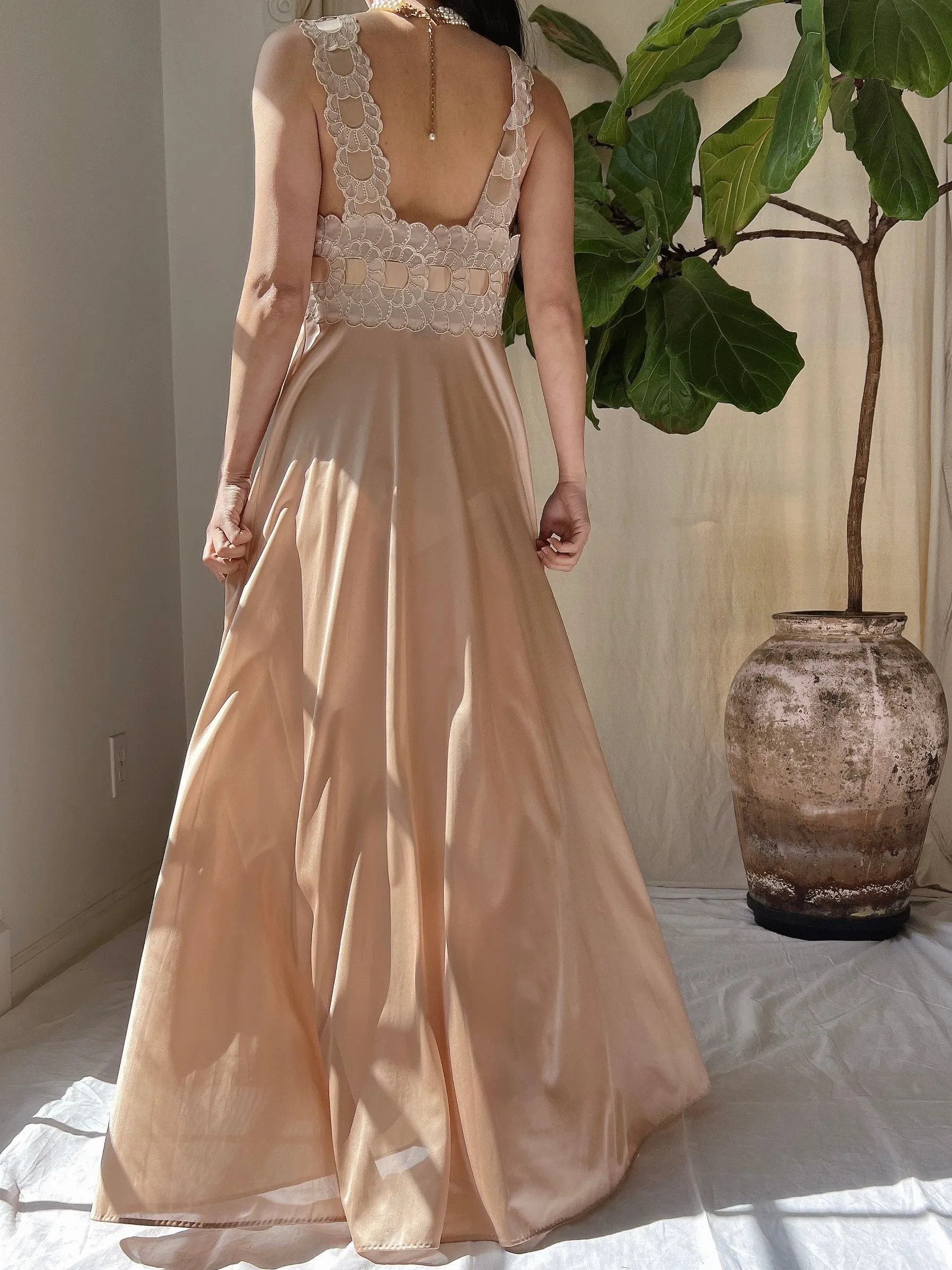 1960s Nylon Nude Slip Dress - S/M