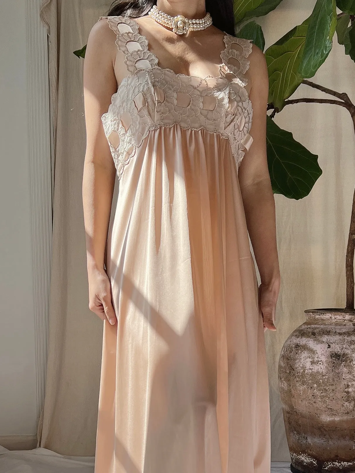 1960s Nylon Nude Slip Dress - S/M
