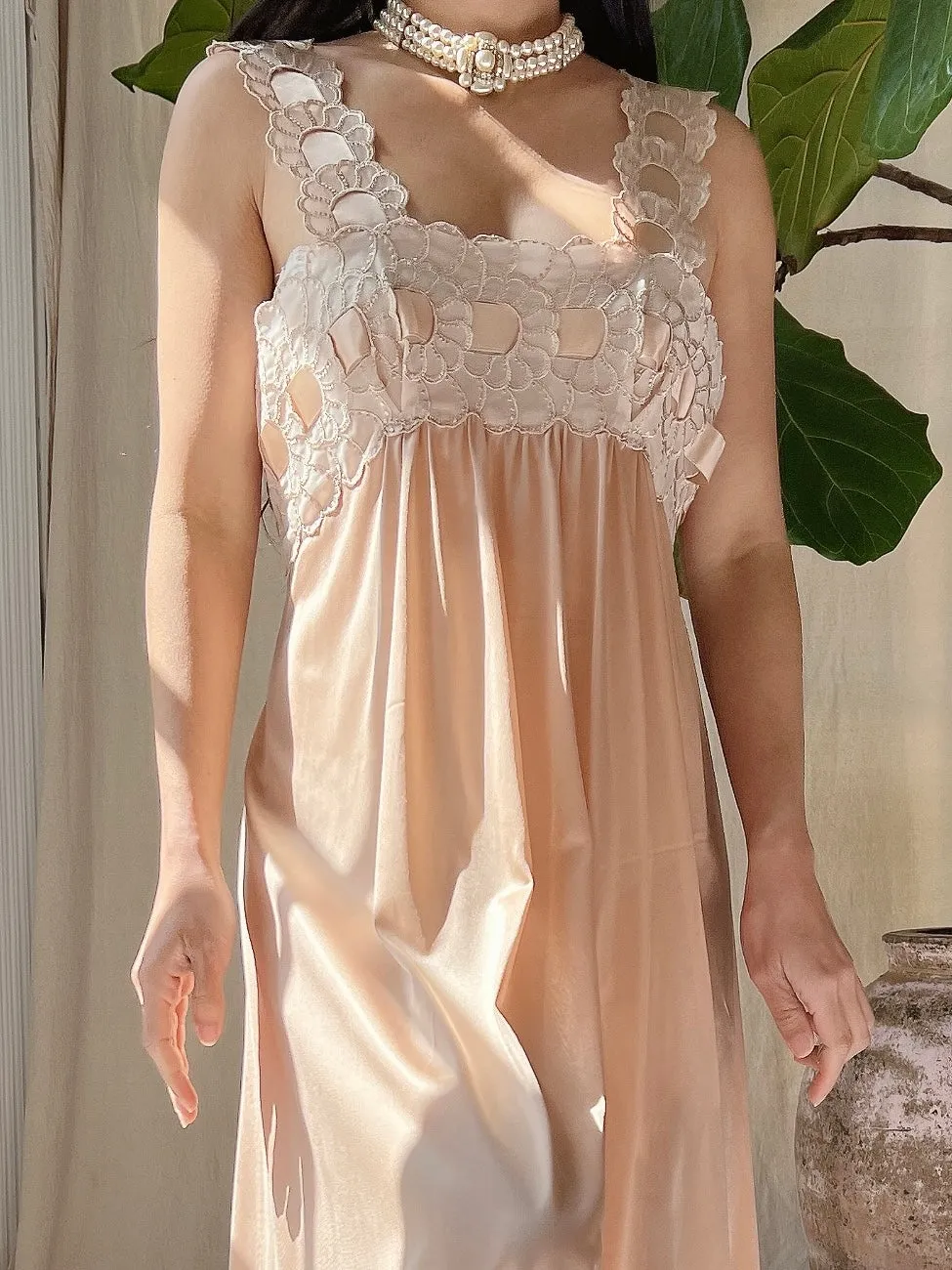 1960s Nylon Nude Slip Dress - S/M