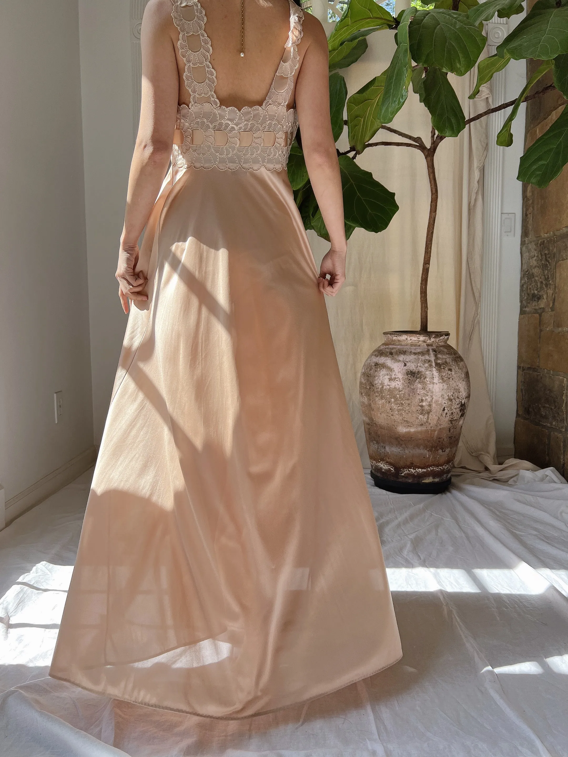 1960s Nylon Nude Slip Dress - S/M