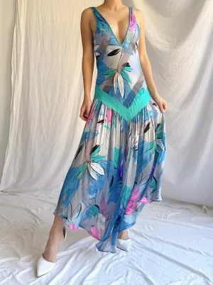 1980s Victoria Secret Silk Dropped Waist Slip Dress - M