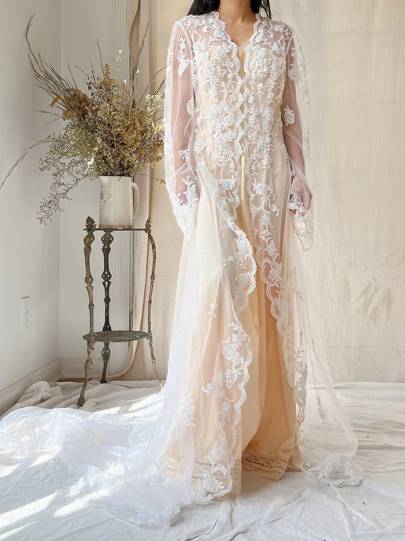 1990s Sheer Embroidered Duster - OSFM