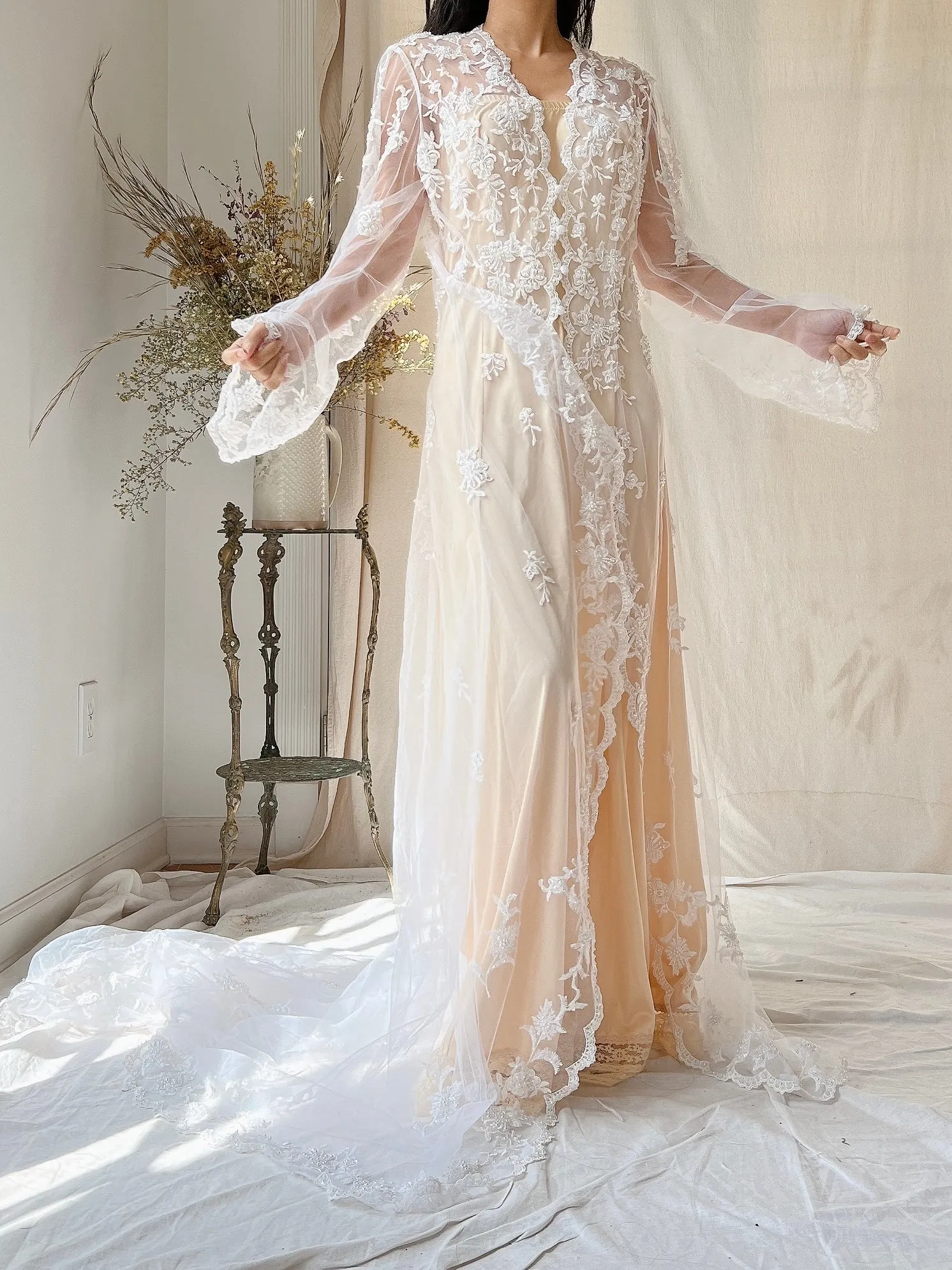 1990s Sheer Embroidered Duster - OSFM