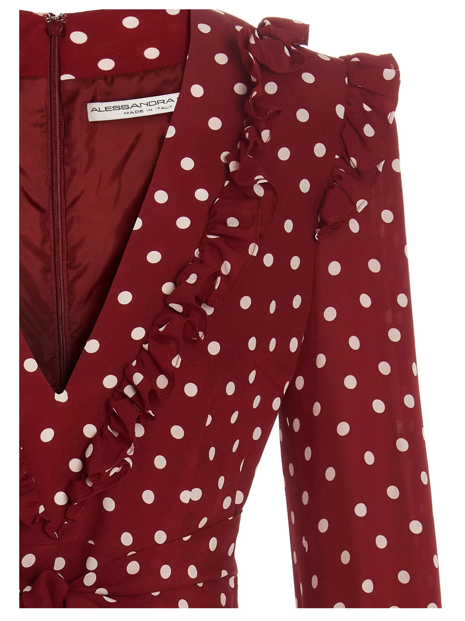 Alessandra Rich Polka Dot Print V-Neck Wrap Dress