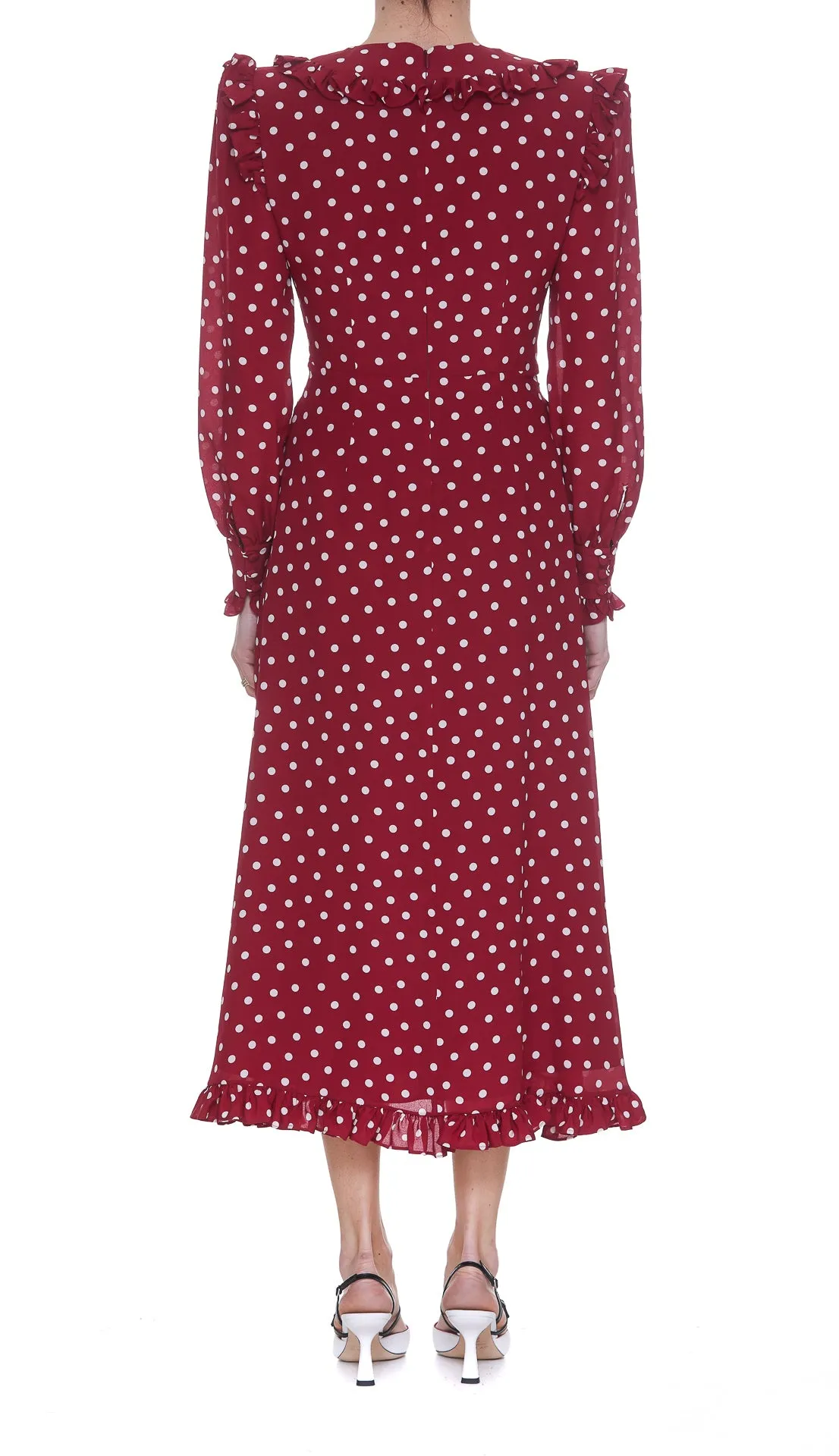 Alessandra Rich Polka Dot Print V-Neck Wrap Dress
