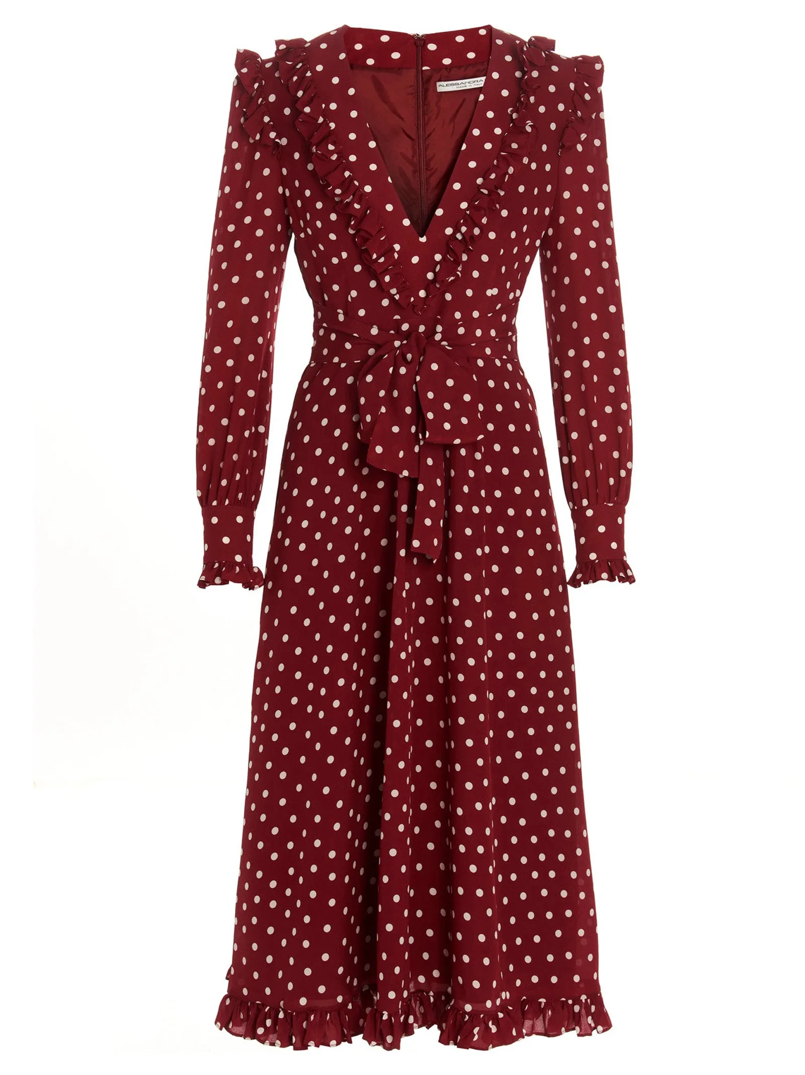 Alessandra Rich Polka Dot Print V-Neck Wrap Dress