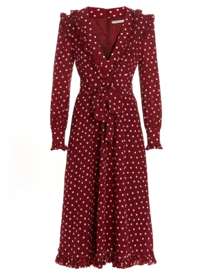 Alessandra Rich Polka Dot Print V-Neck Wrap Dress