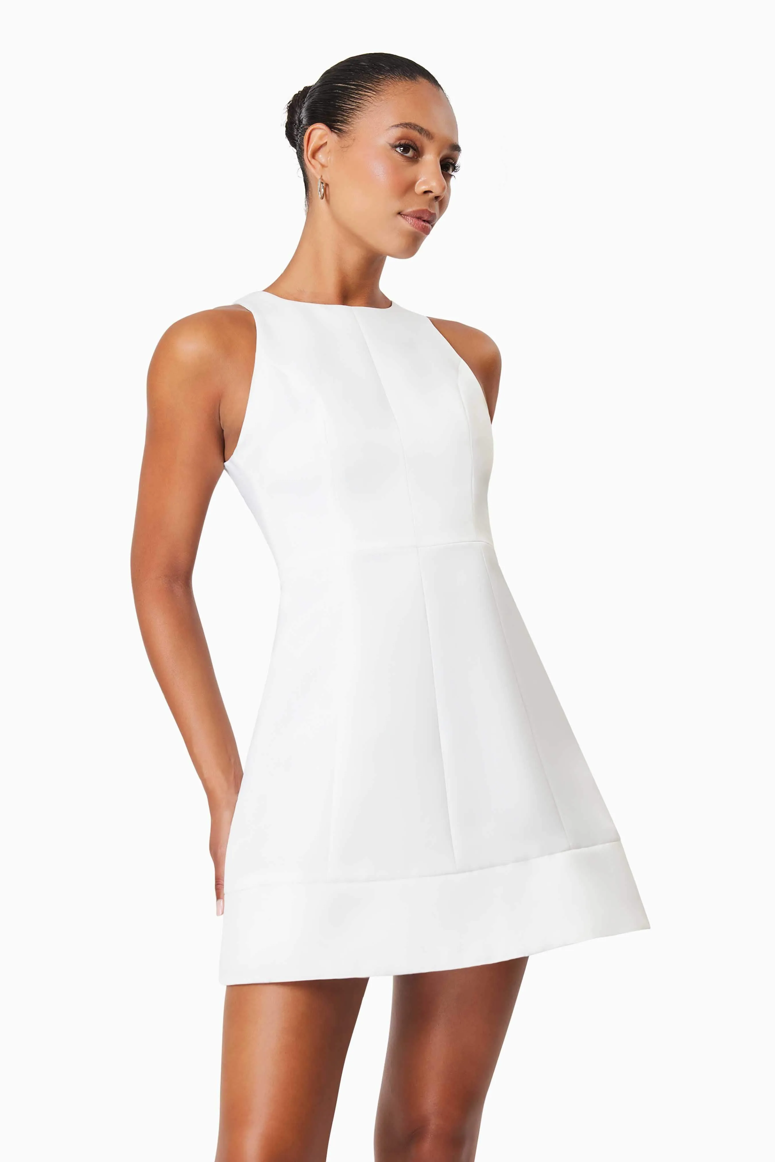 Alice Fit and Flare Mini Day Dress in White