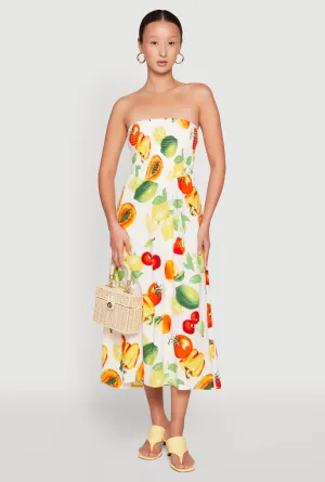 Almost Famous Assorted Fruit Smocked Dress
