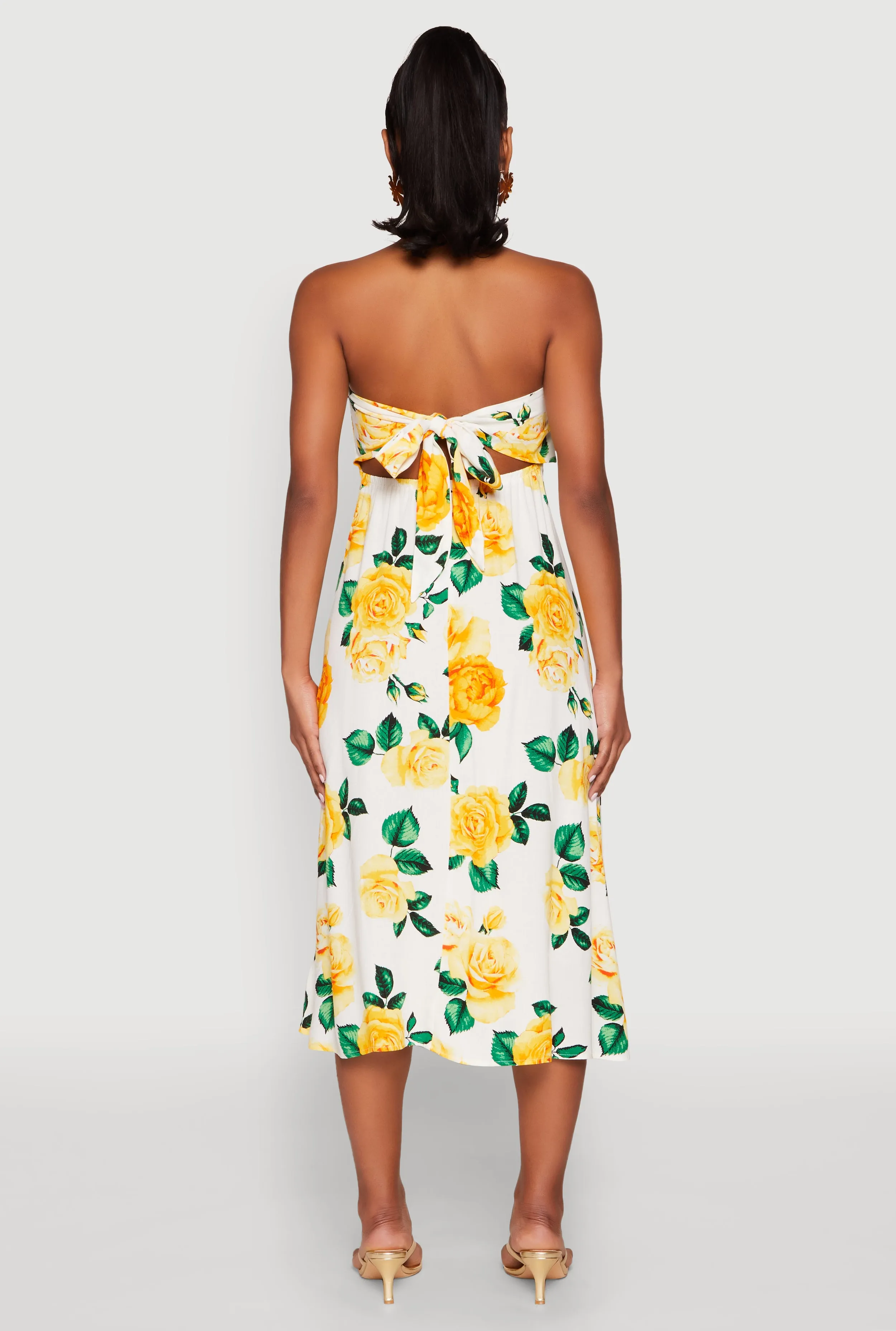 Almost Famous Floral Print Smocked Midi Dress
