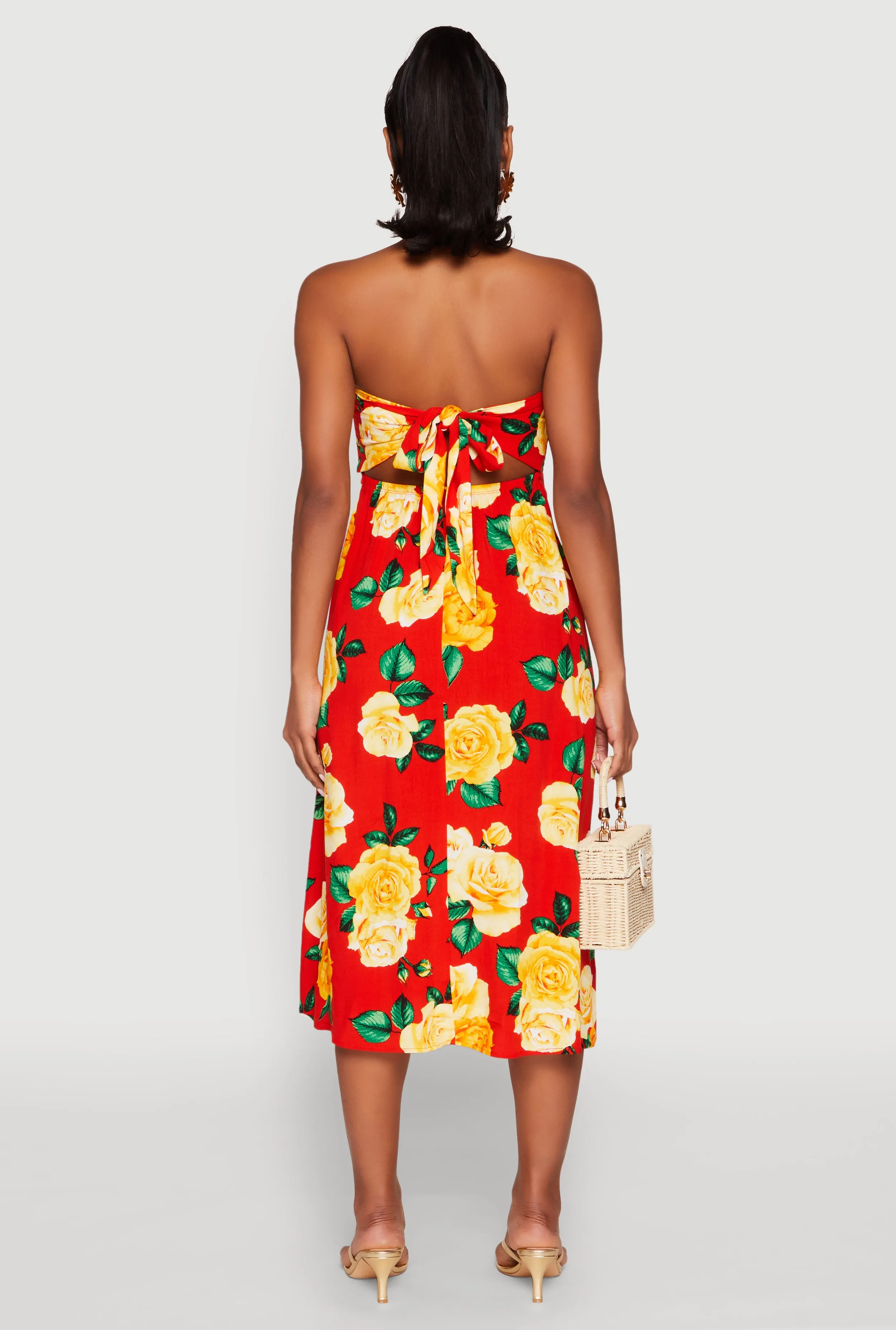 Almost Famous Floral Print Smocked Midi Dress