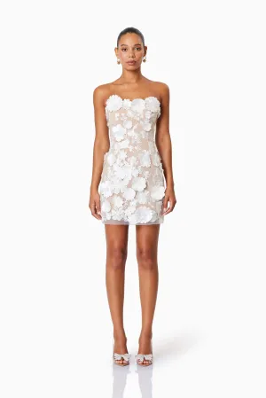 Arabella Strapless Mini Dress In White