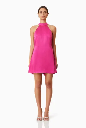 Aria Backless Satin Party Dress in Pink