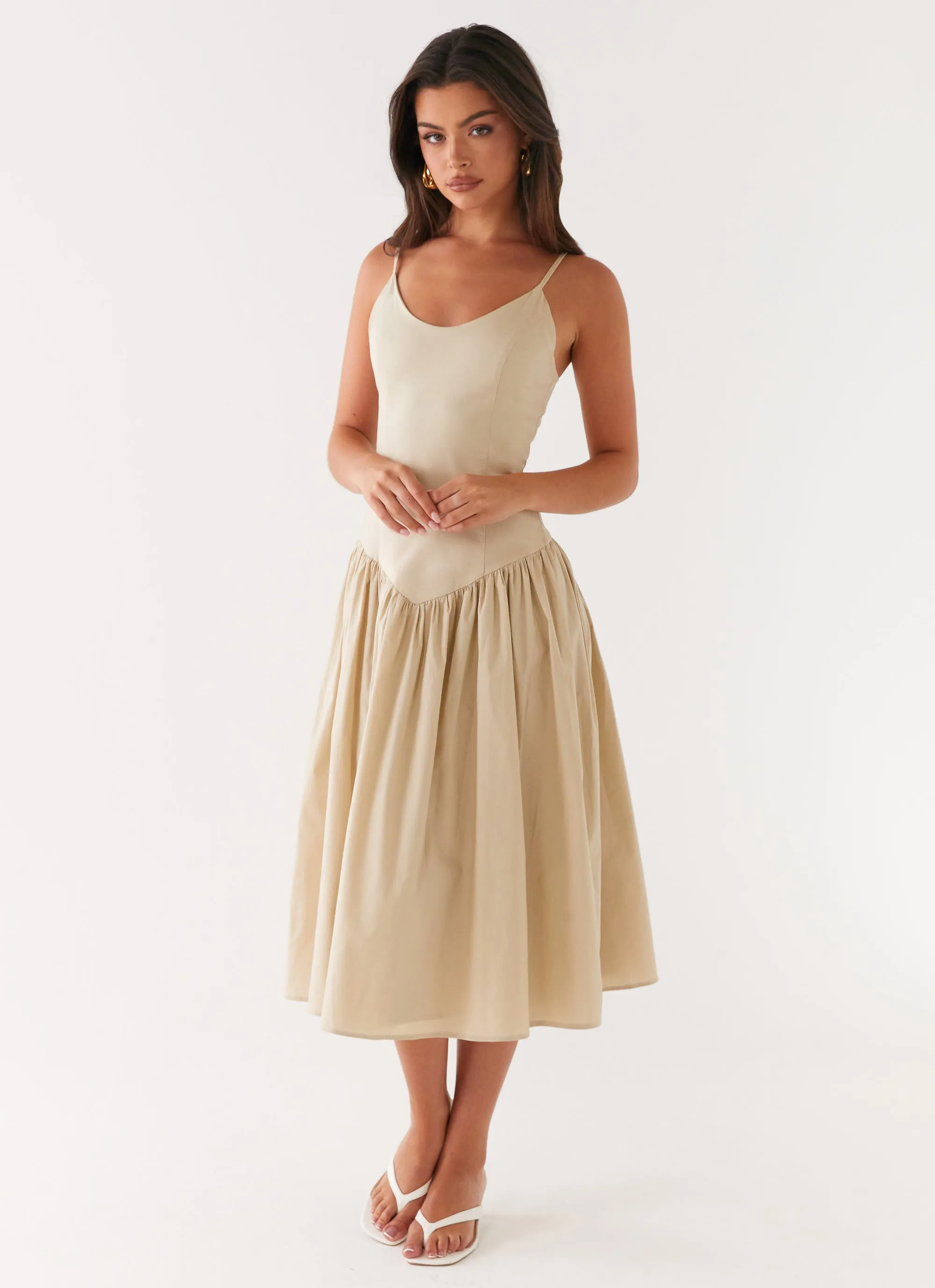 Azalea Midi Dress - Beige