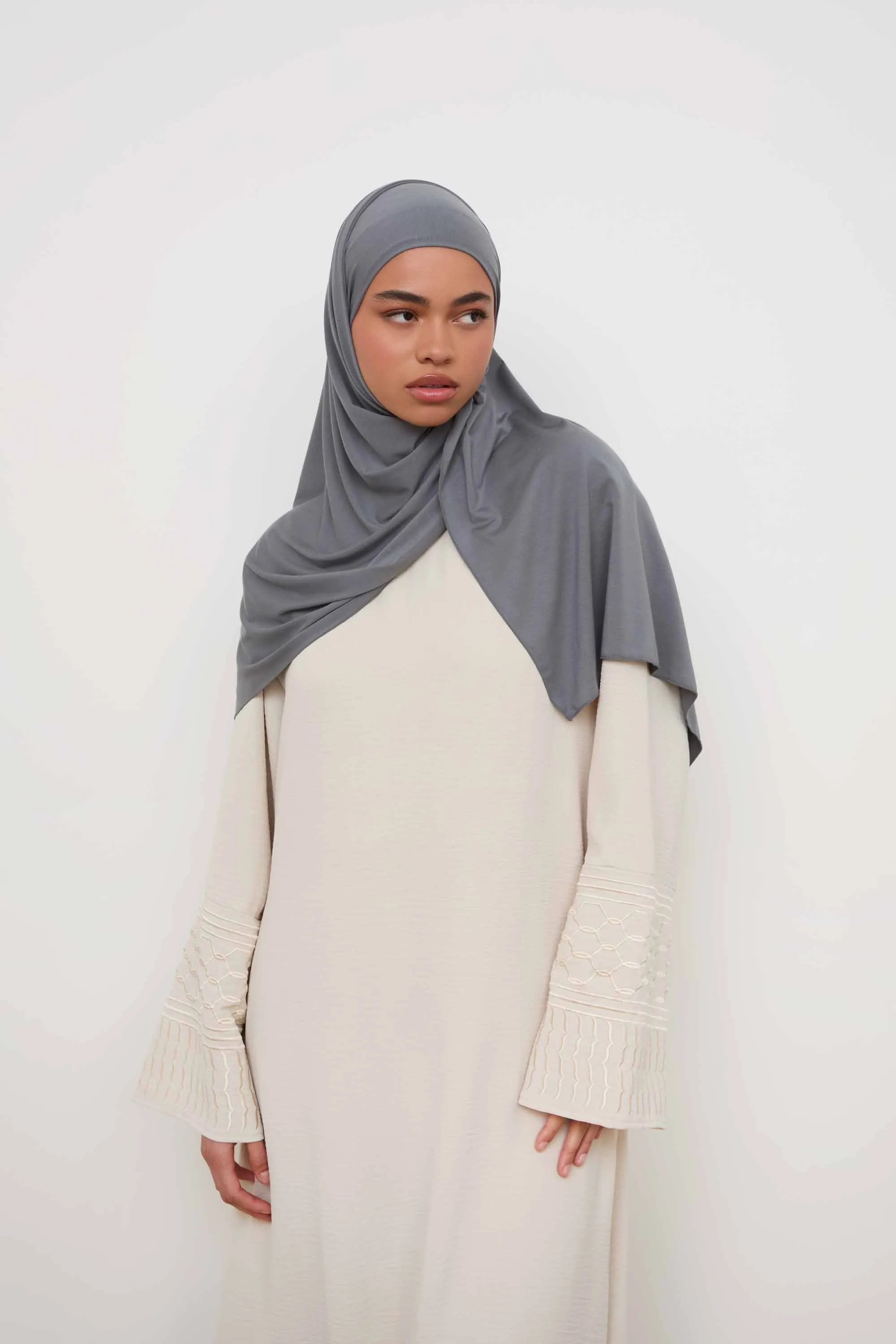 Bamboo Jersey Hijab - Cool Grey