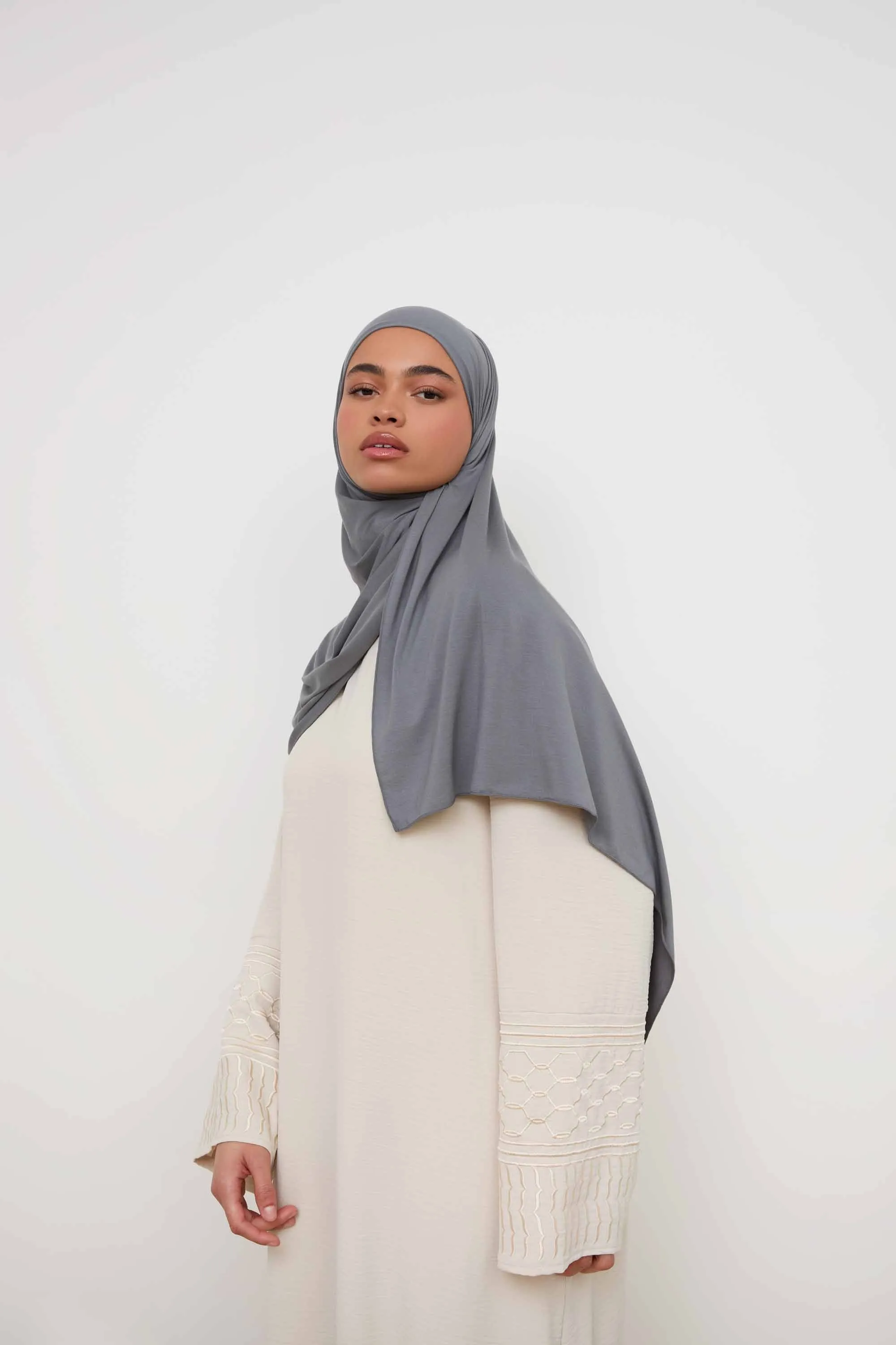 Bamboo Jersey Hijab - Cool Grey