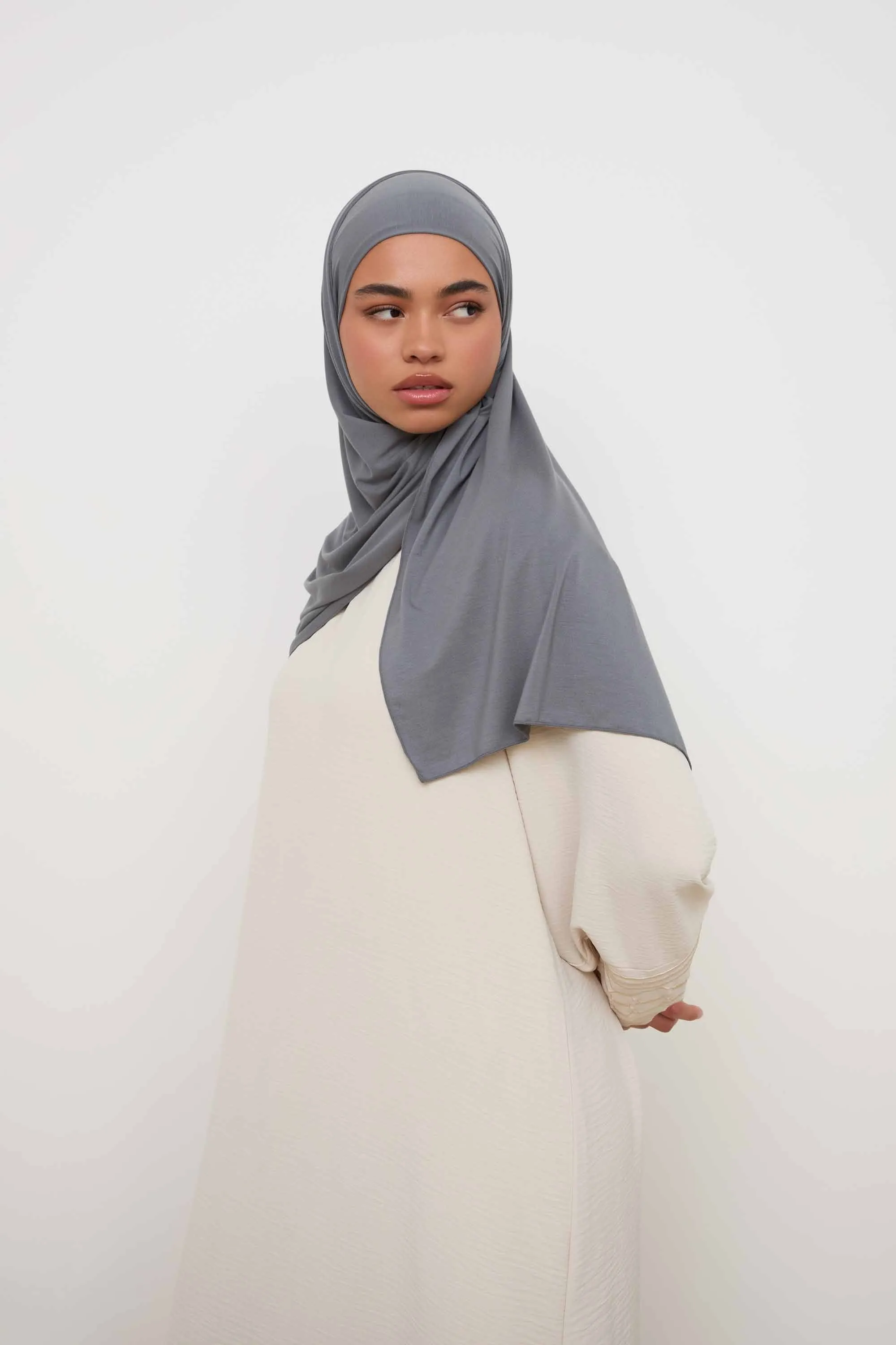 Bamboo Jersey Hijab - Cool Grey