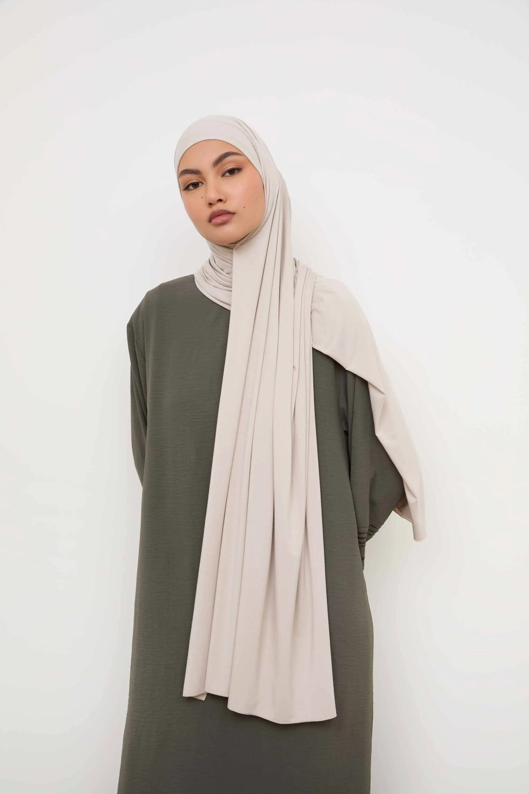 Bamboo Jersey Hijab - Stone
