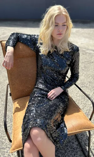Beatrice B Black Sheath Dress