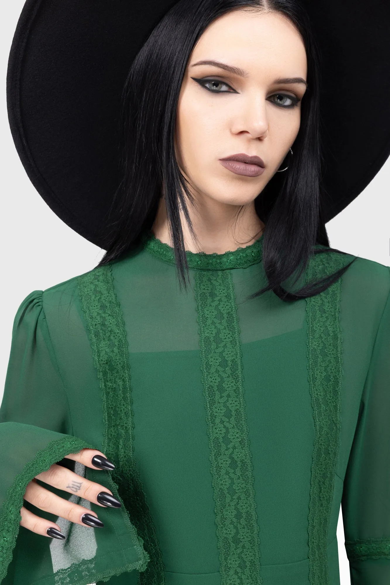 Begone Long Sleeve Mini Dress [GREEN]