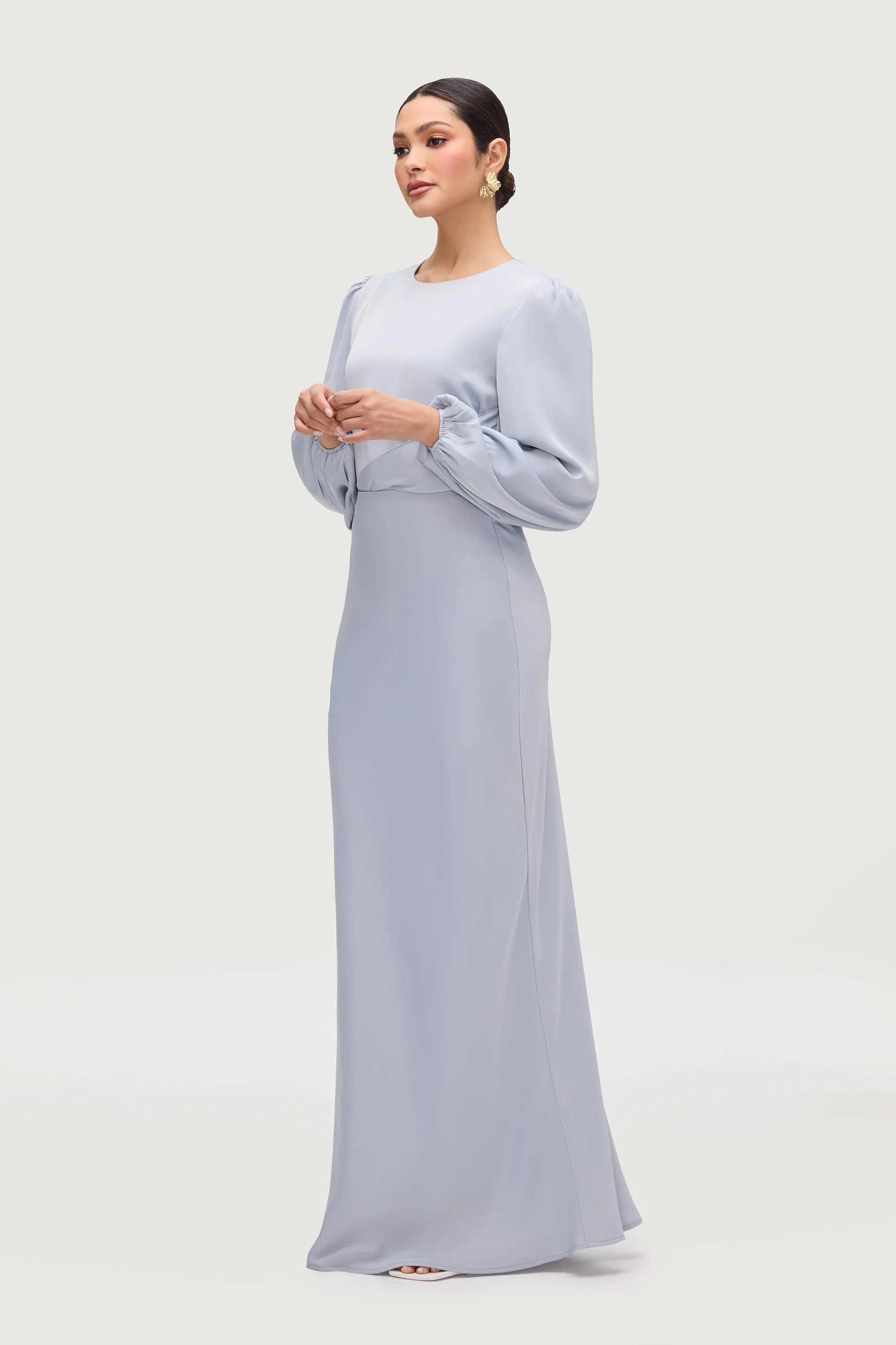 Bella Satin Maxi Skirt - Powder Blue