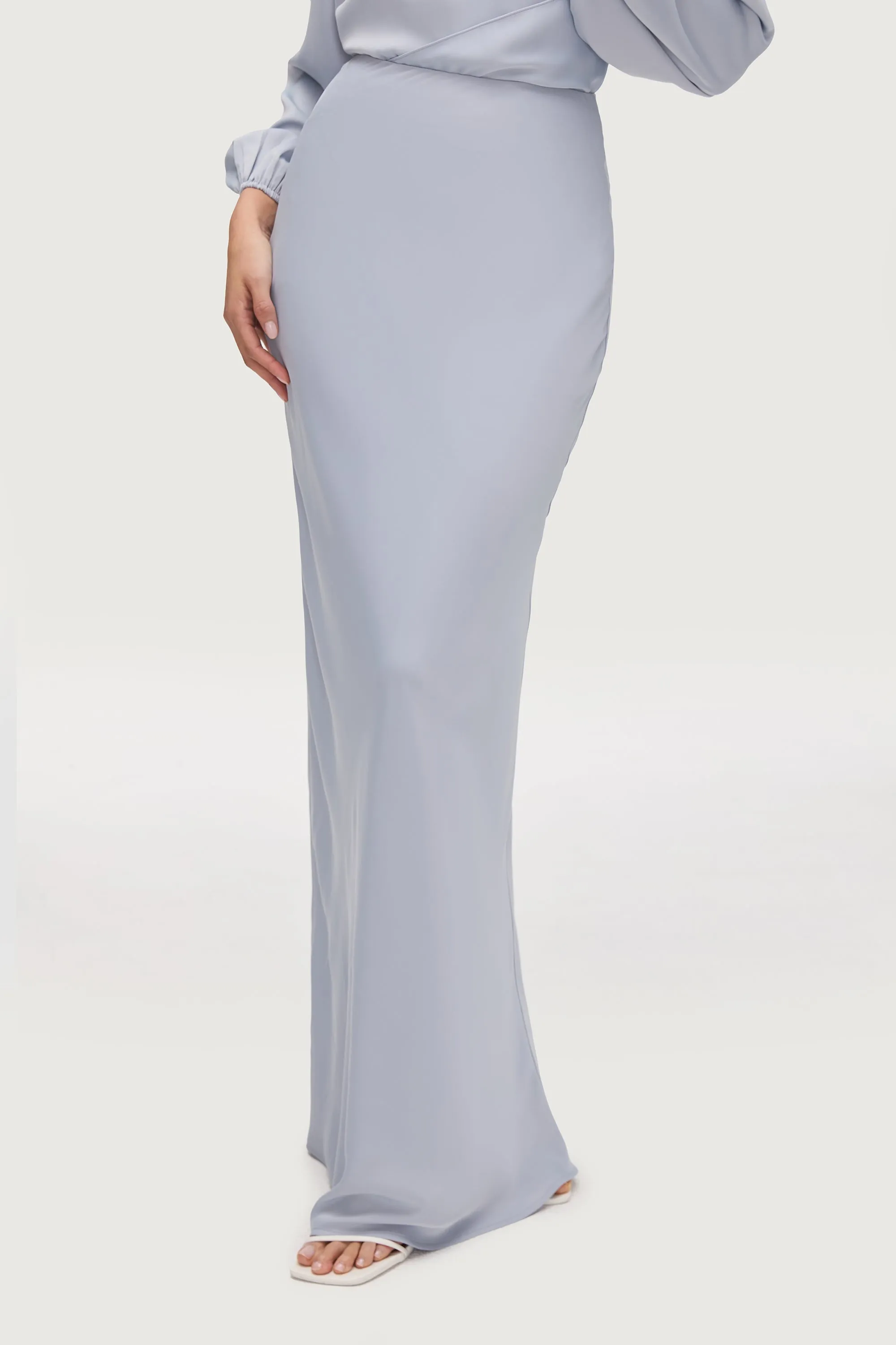 Bella Satin Maxi Skirt - Powder Blue