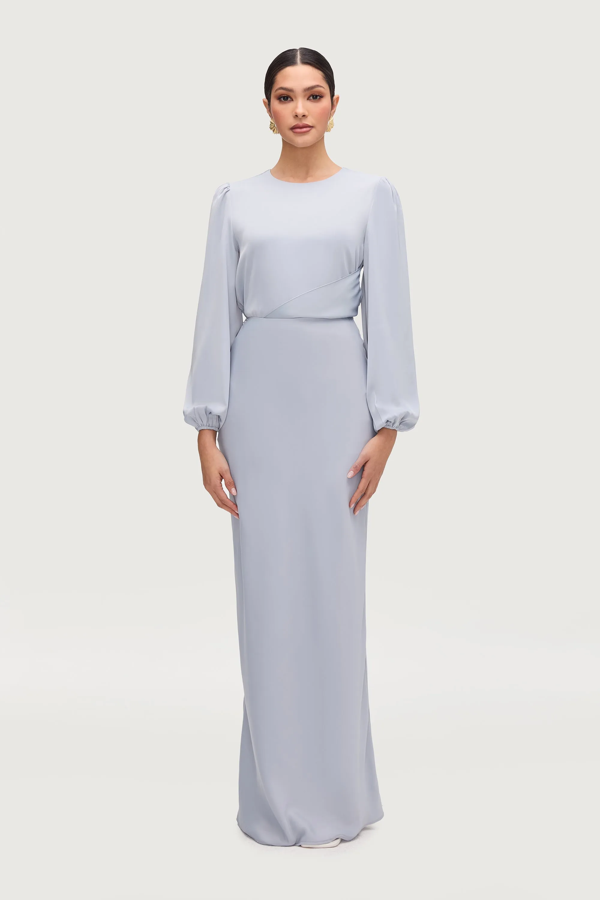 Bella Satin Maxi Skirt - Powder Blue