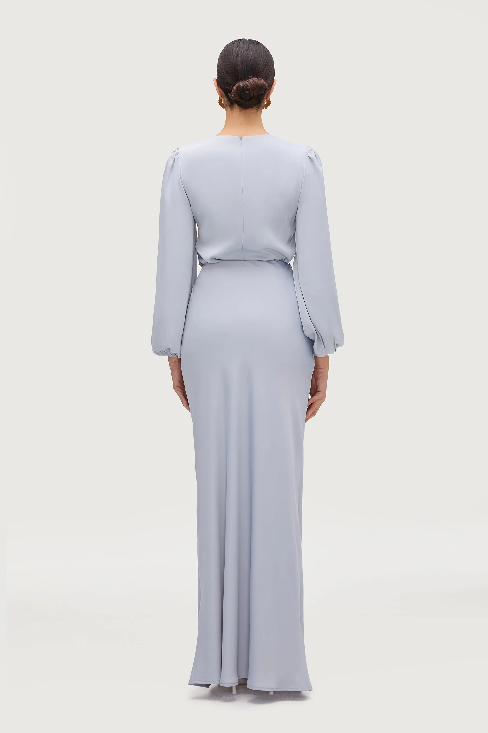 Bella Satin Maxi Skirt - Powder Blue