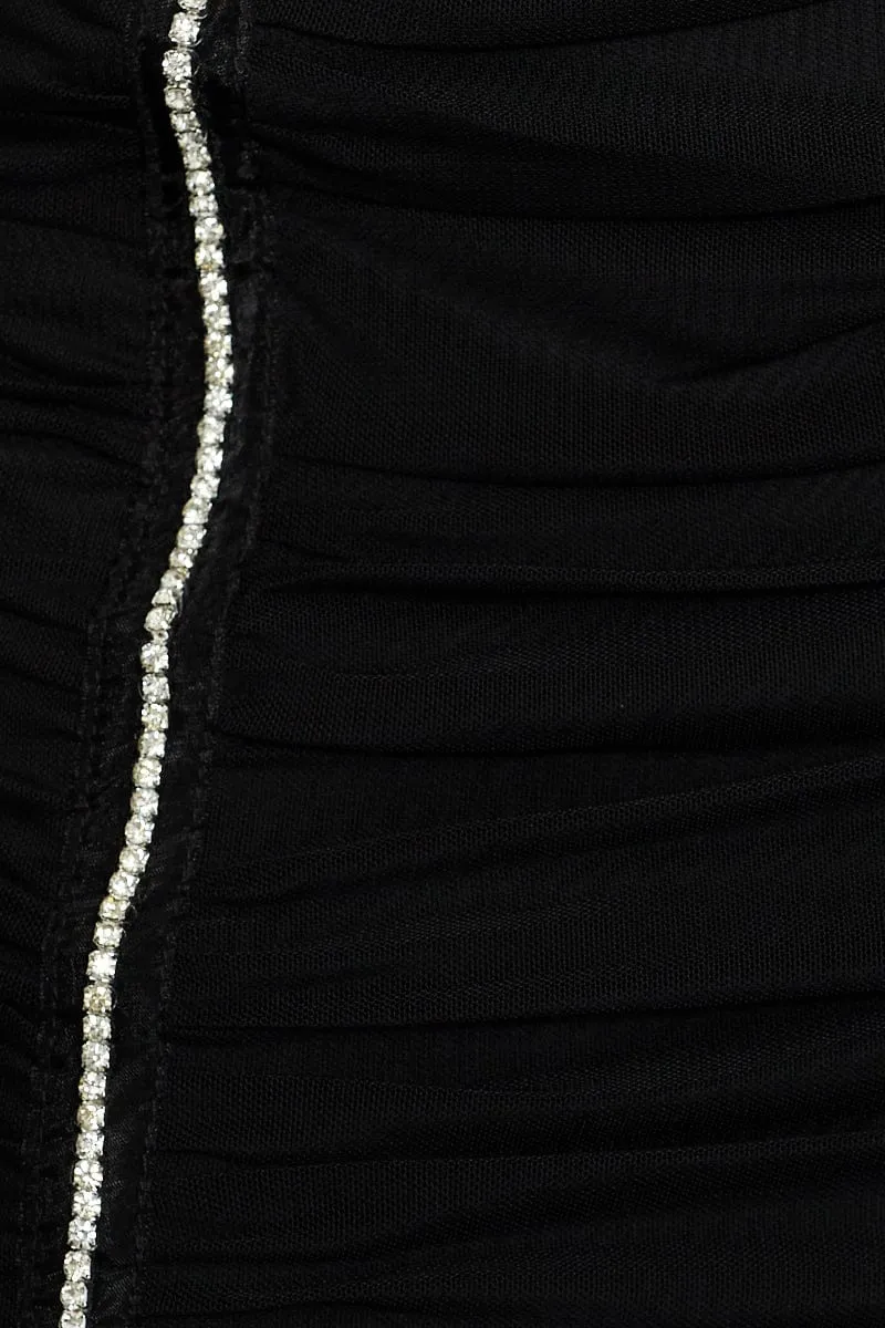 Black Diamante Detail Bodycon Skirt