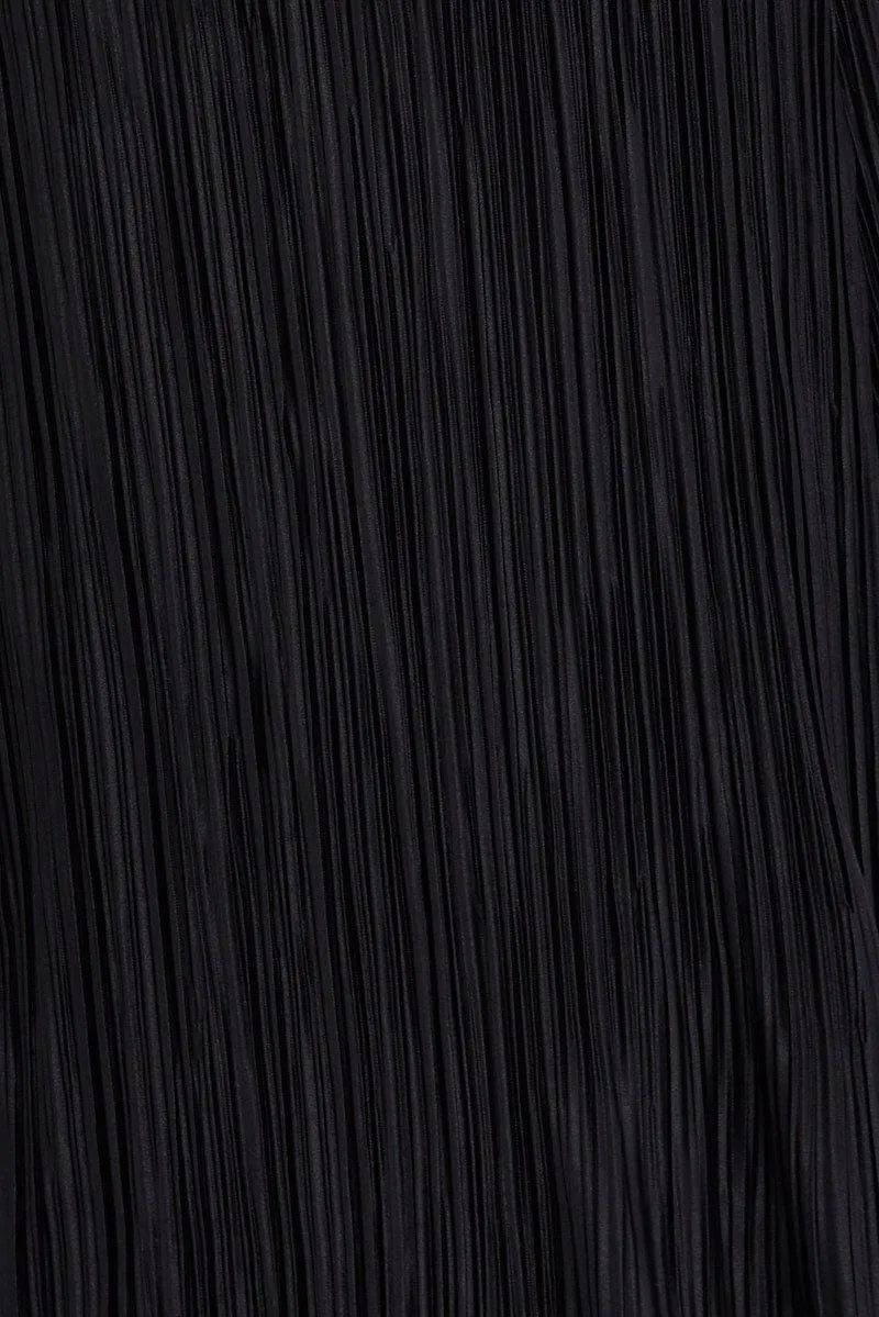 Black Maxi Dress Sleeveless Plisse