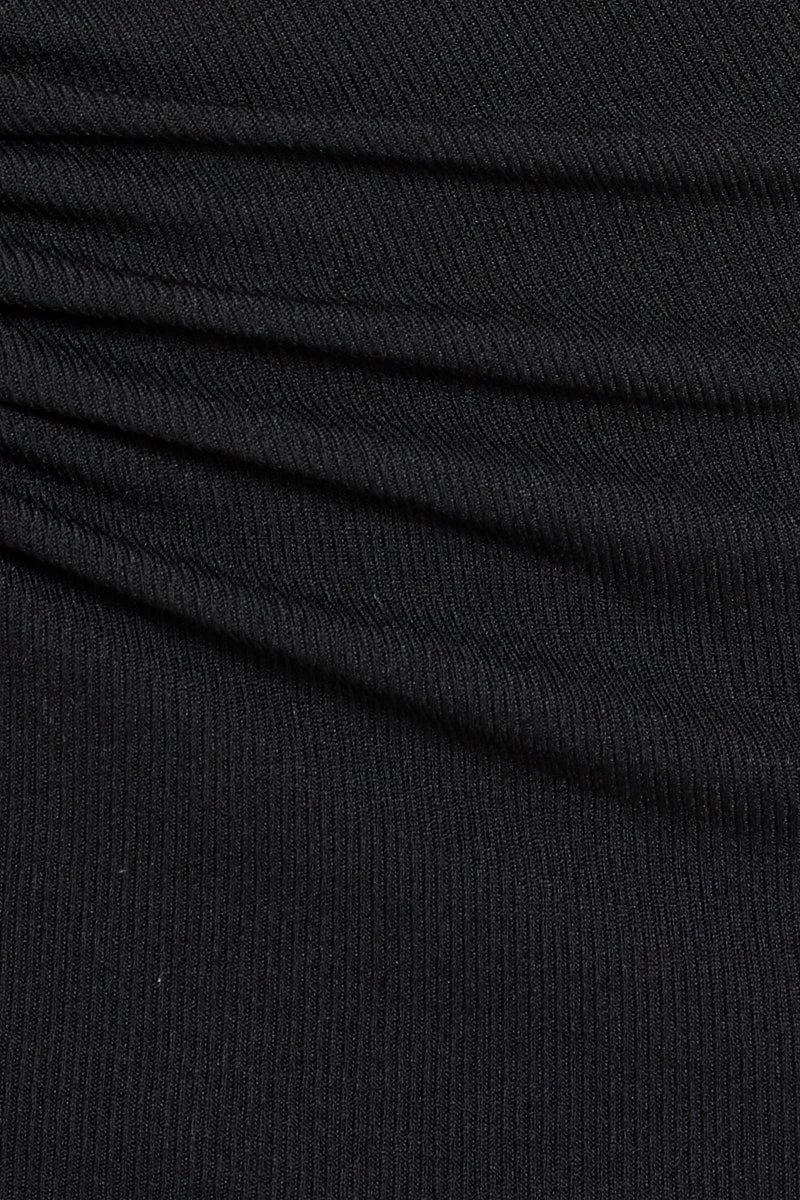 Black Mini Skirt High Rise Front Ruched