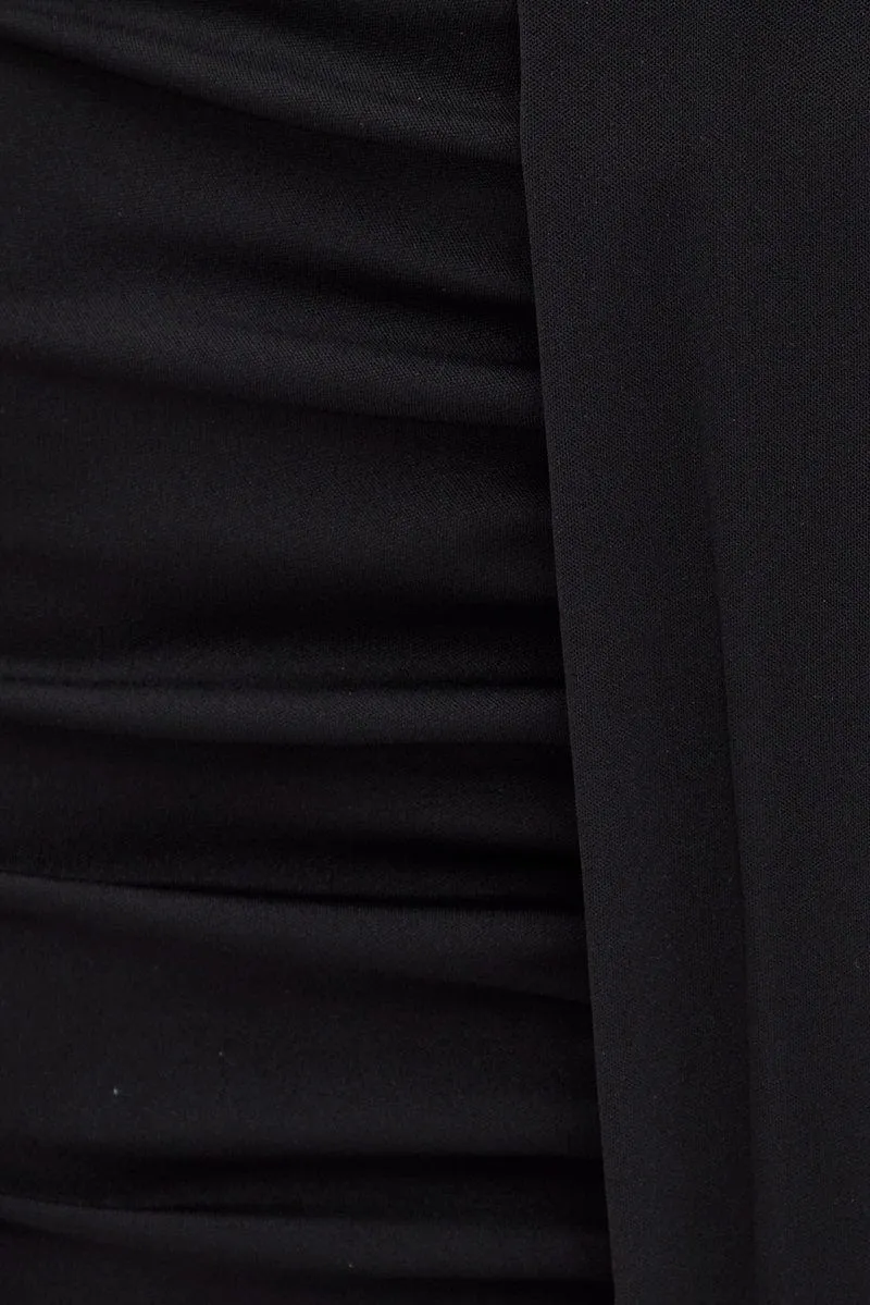 Black Tassels Ruched Mini Skirt