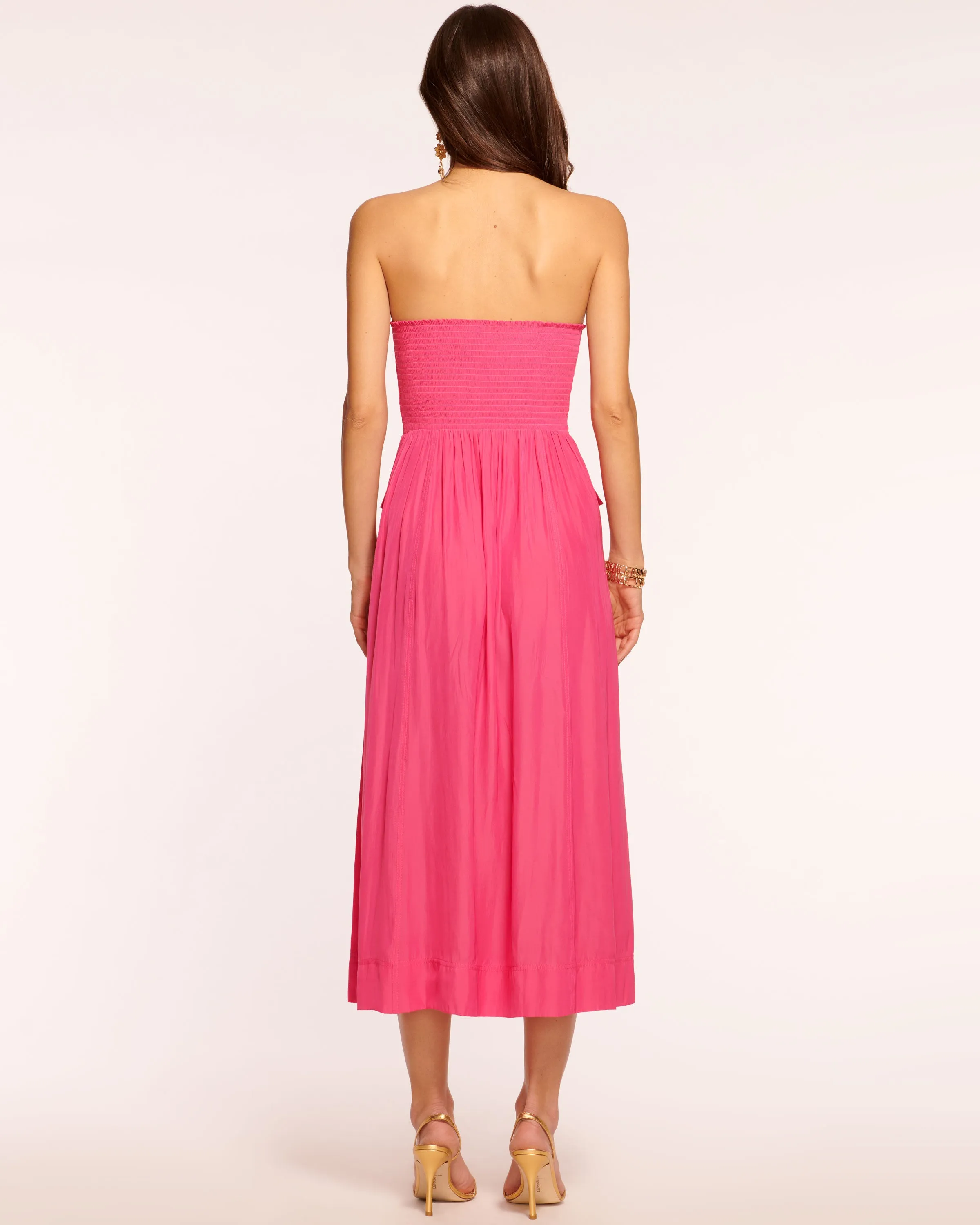 Blair Strapless Smocked Midi Dress
