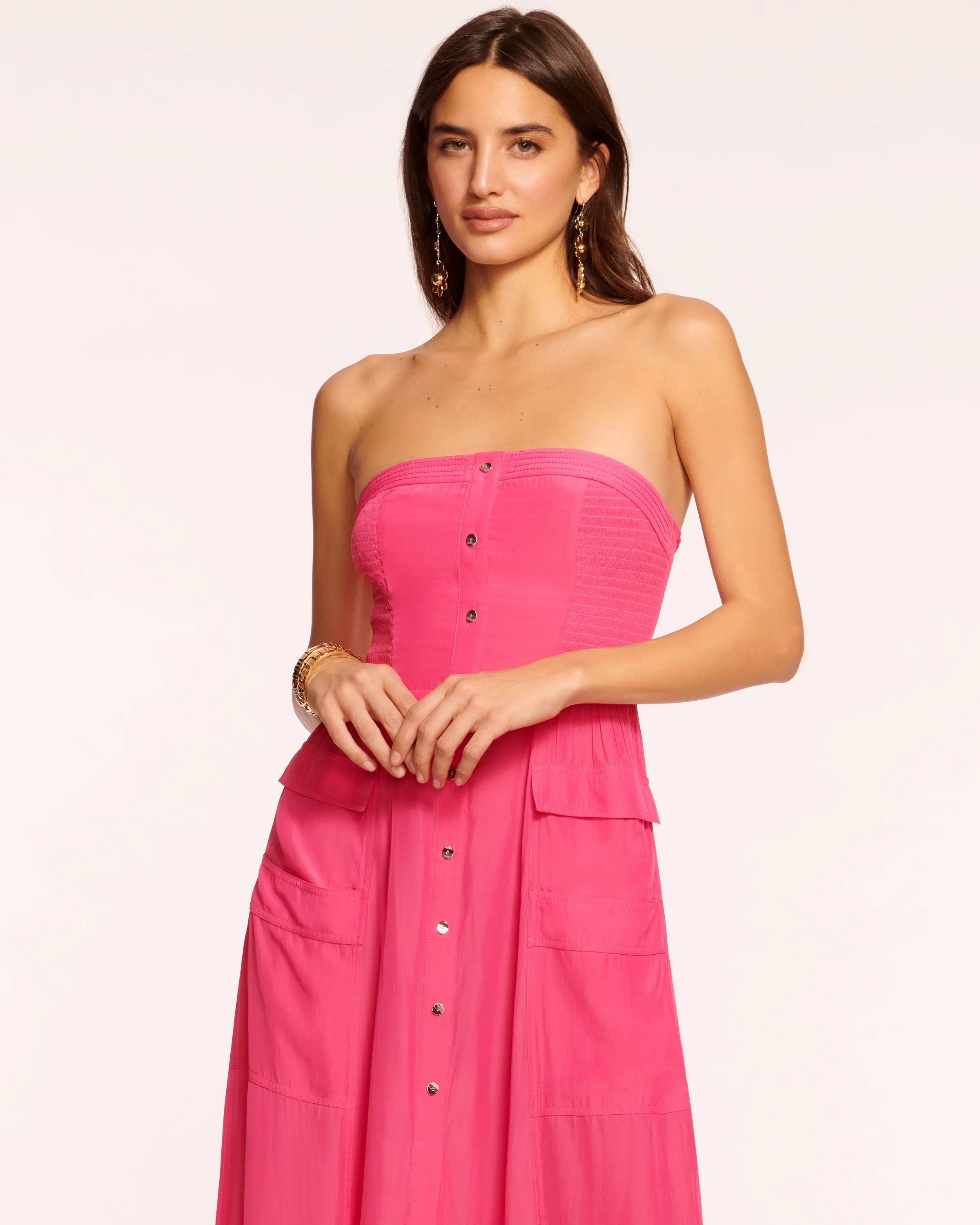 Blair Strapless Smocked Midi Dress