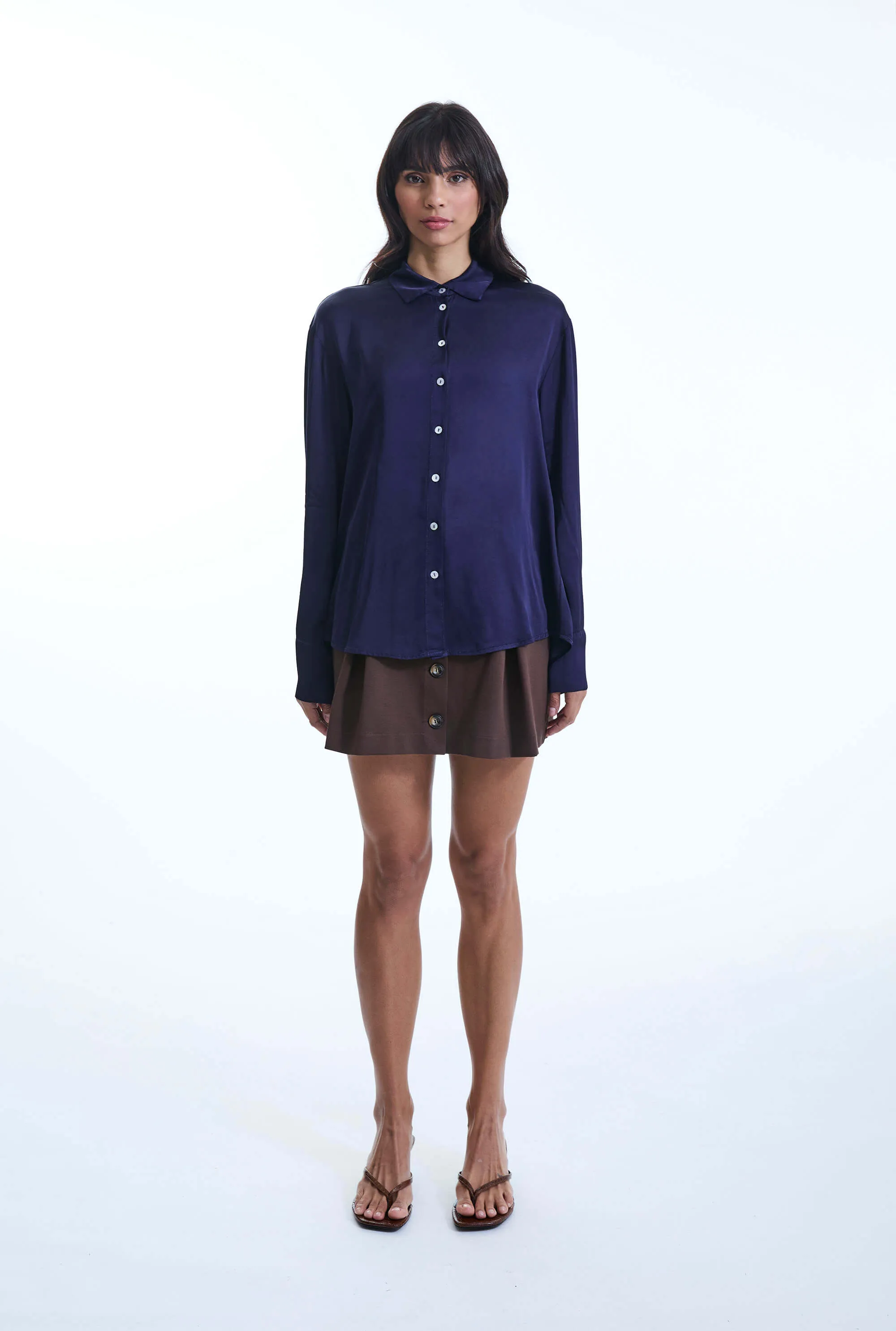Blue Satin Finish Shirt