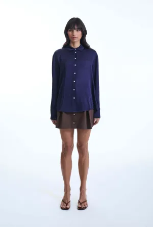 Blue Satin Finish Shirt