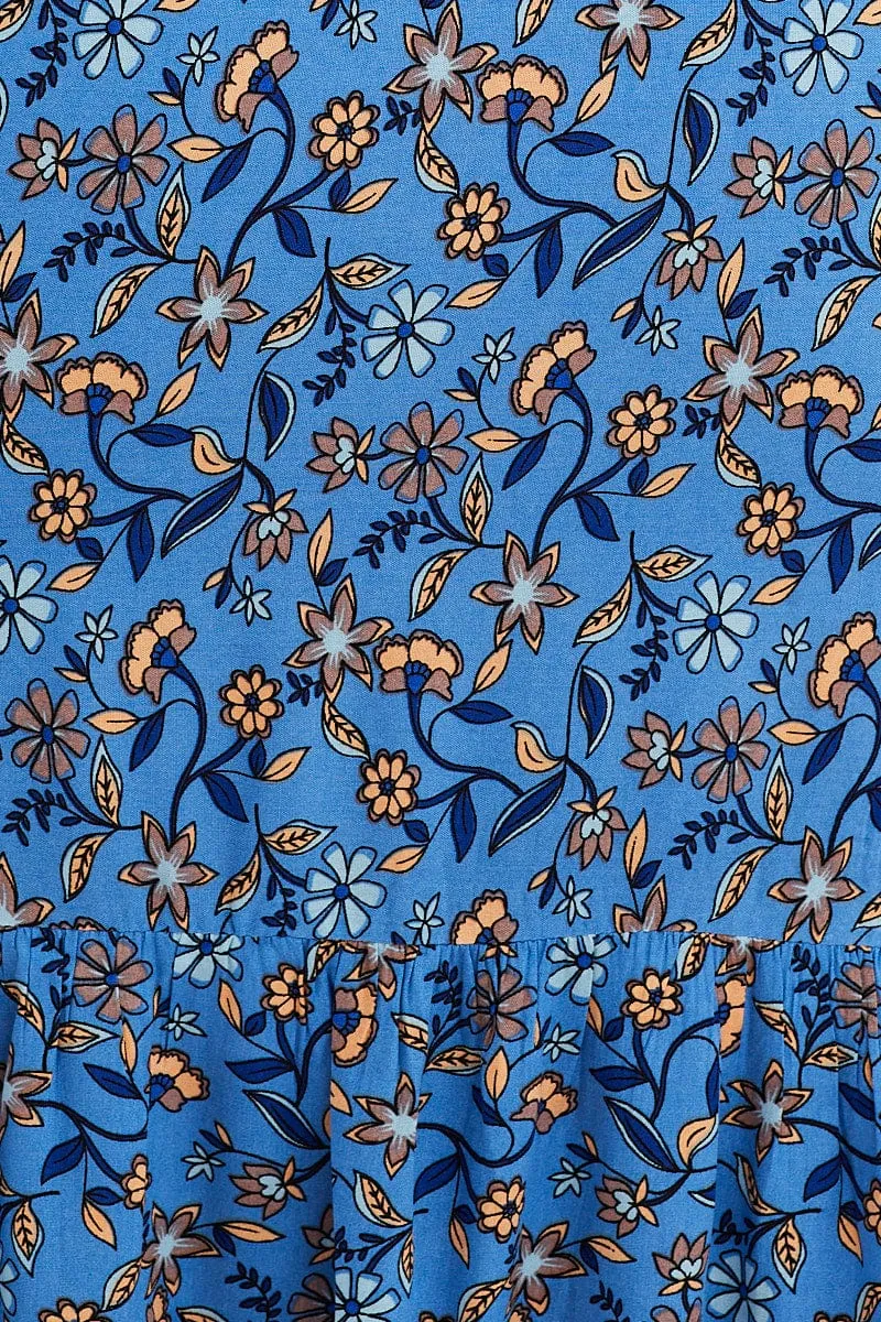Boho Print V-Neck Short Sleeve Midi Dress