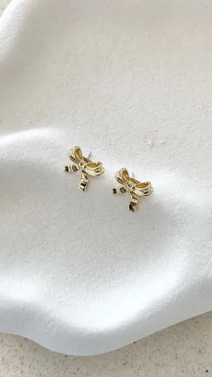 Bow Stud 18K Gold Plated Earrings - Gold