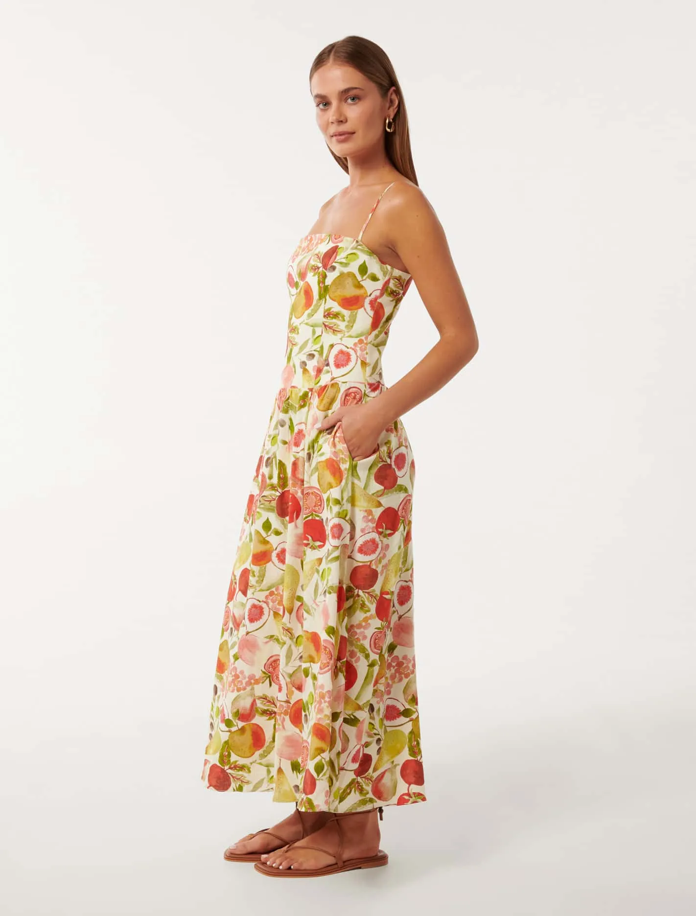 Brooke Linen Drop Waist Midi Dress