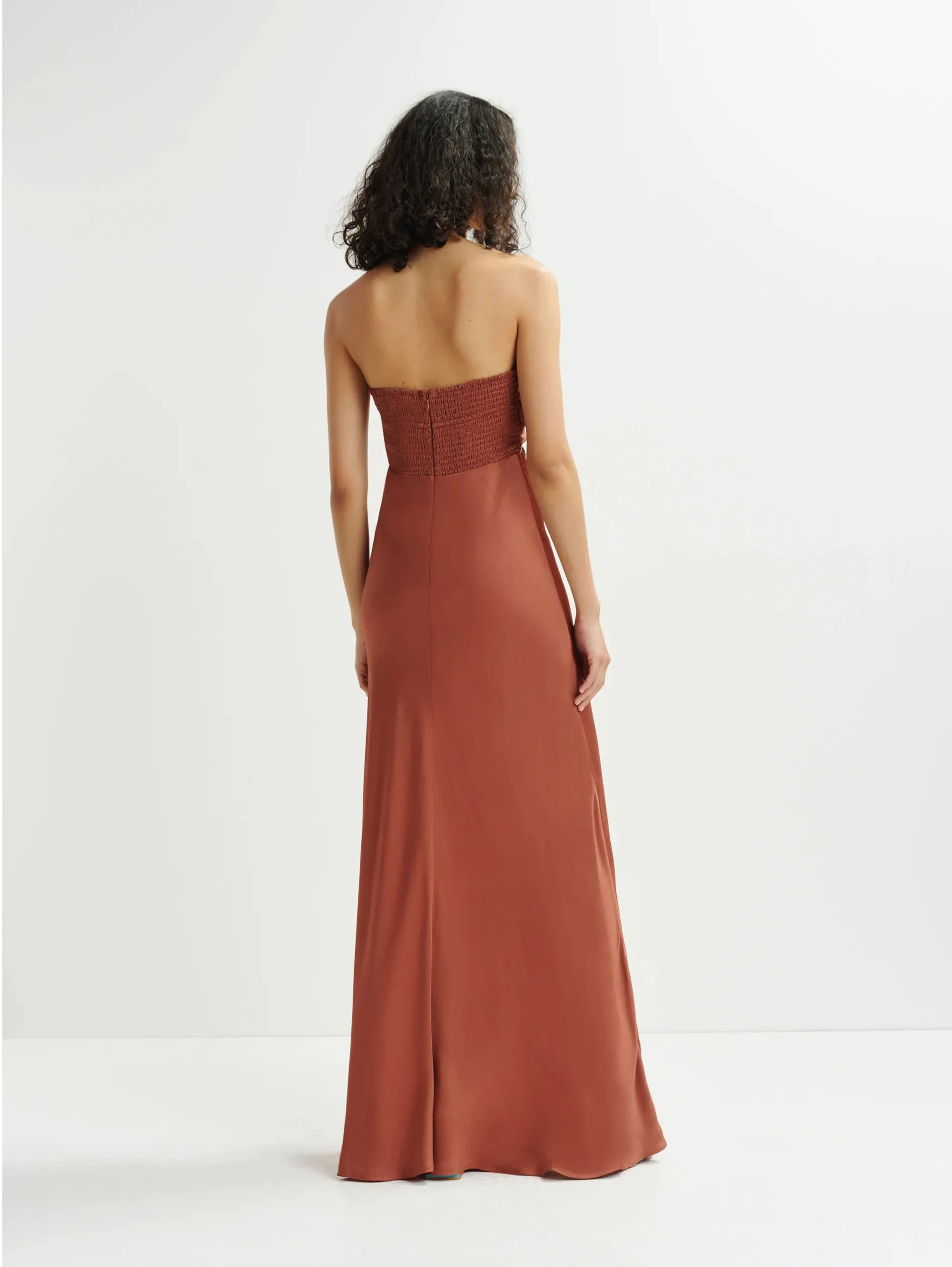 Brown Satin Long Dress