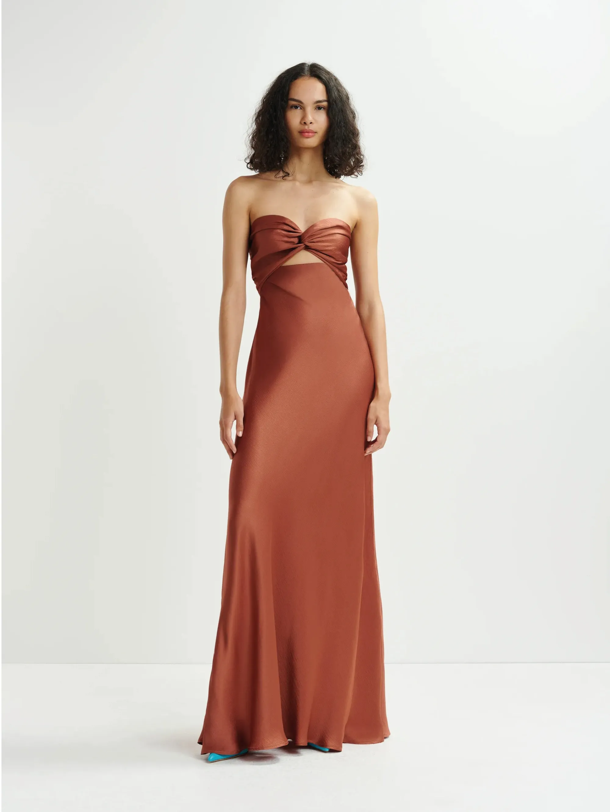 Brown Satin Long Dress