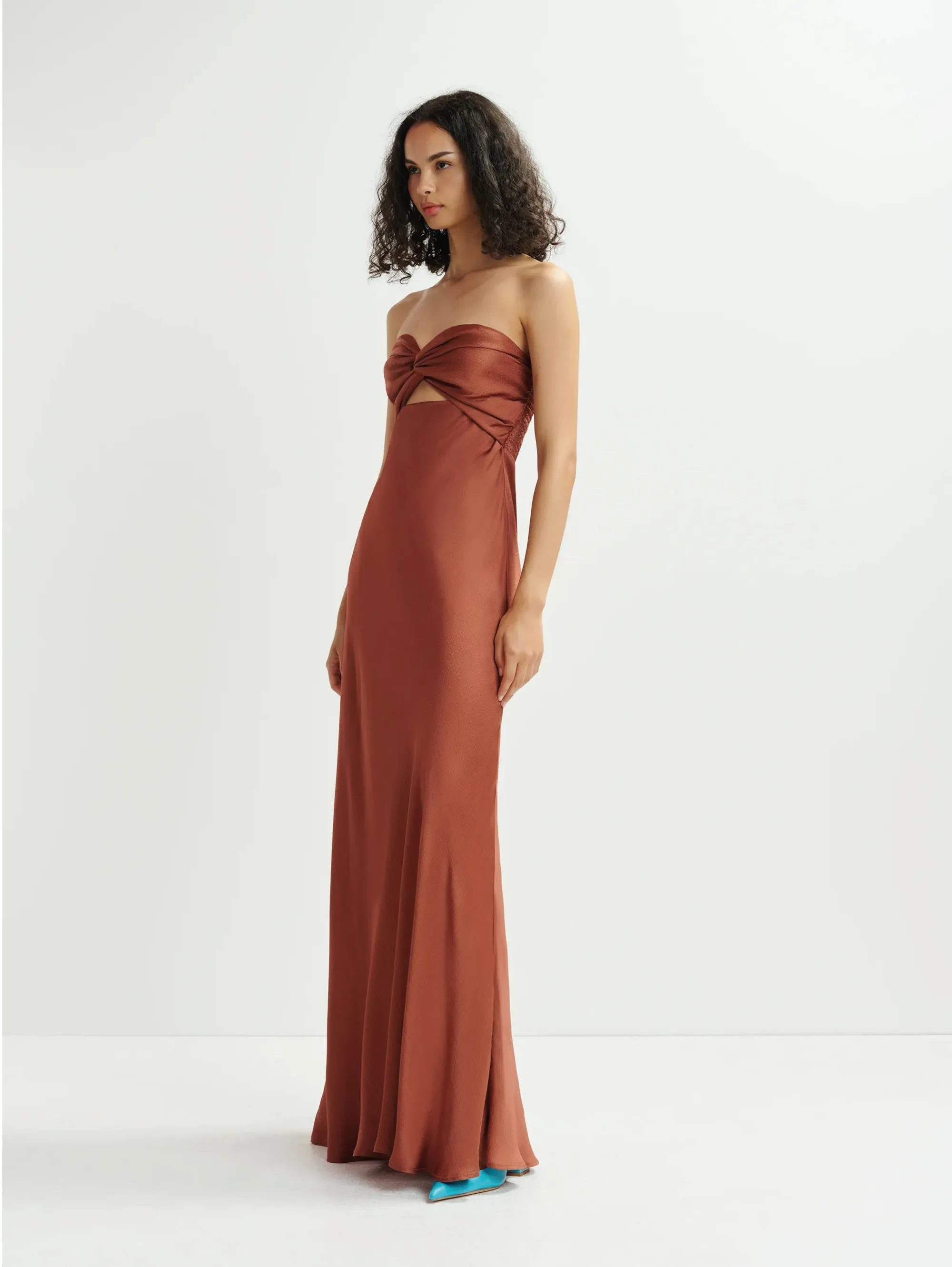 Brown Satin Long Dress