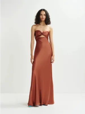 Brown Satin Long Dress
