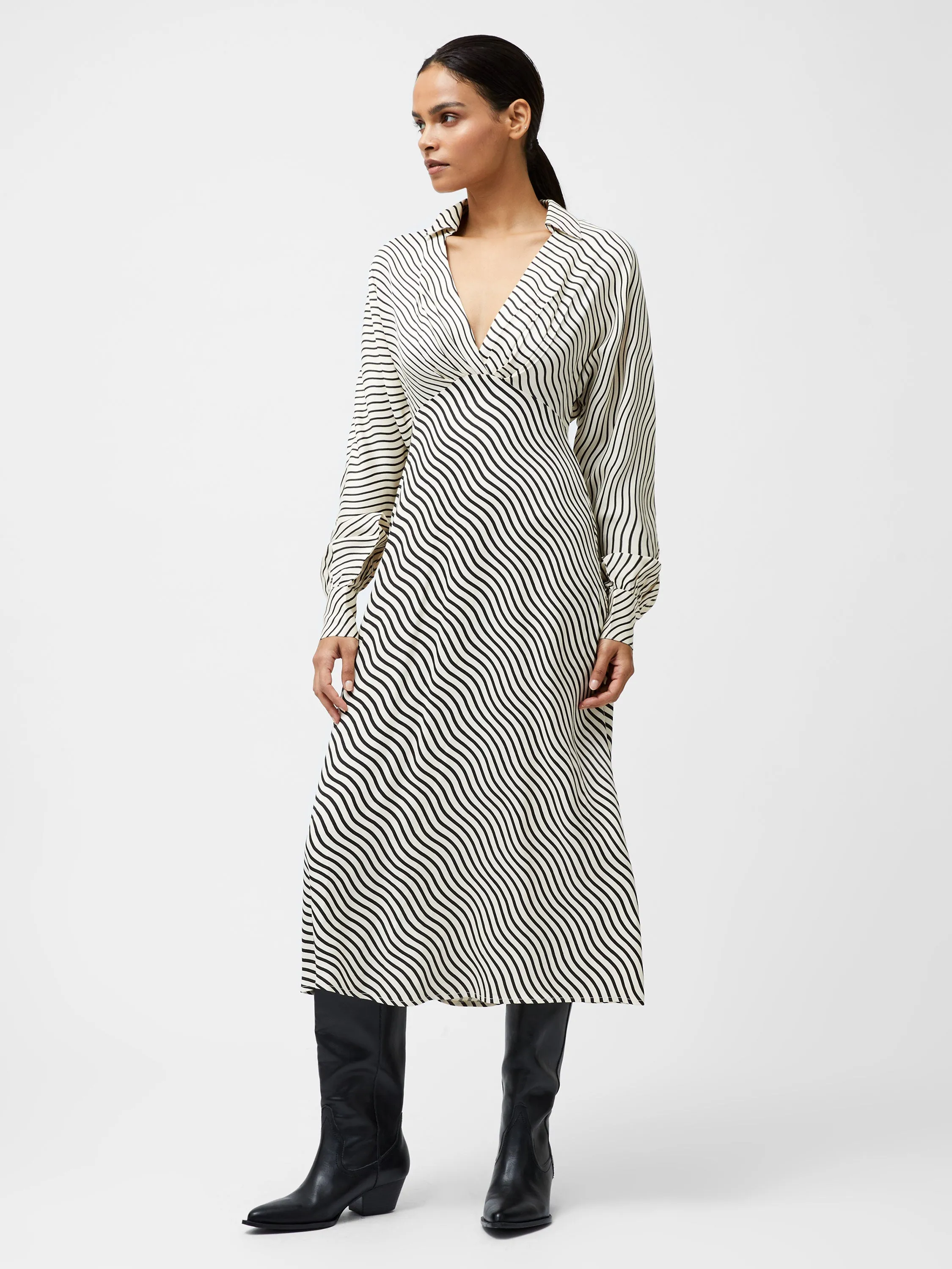 Candice Satin Stripe Midi Dress