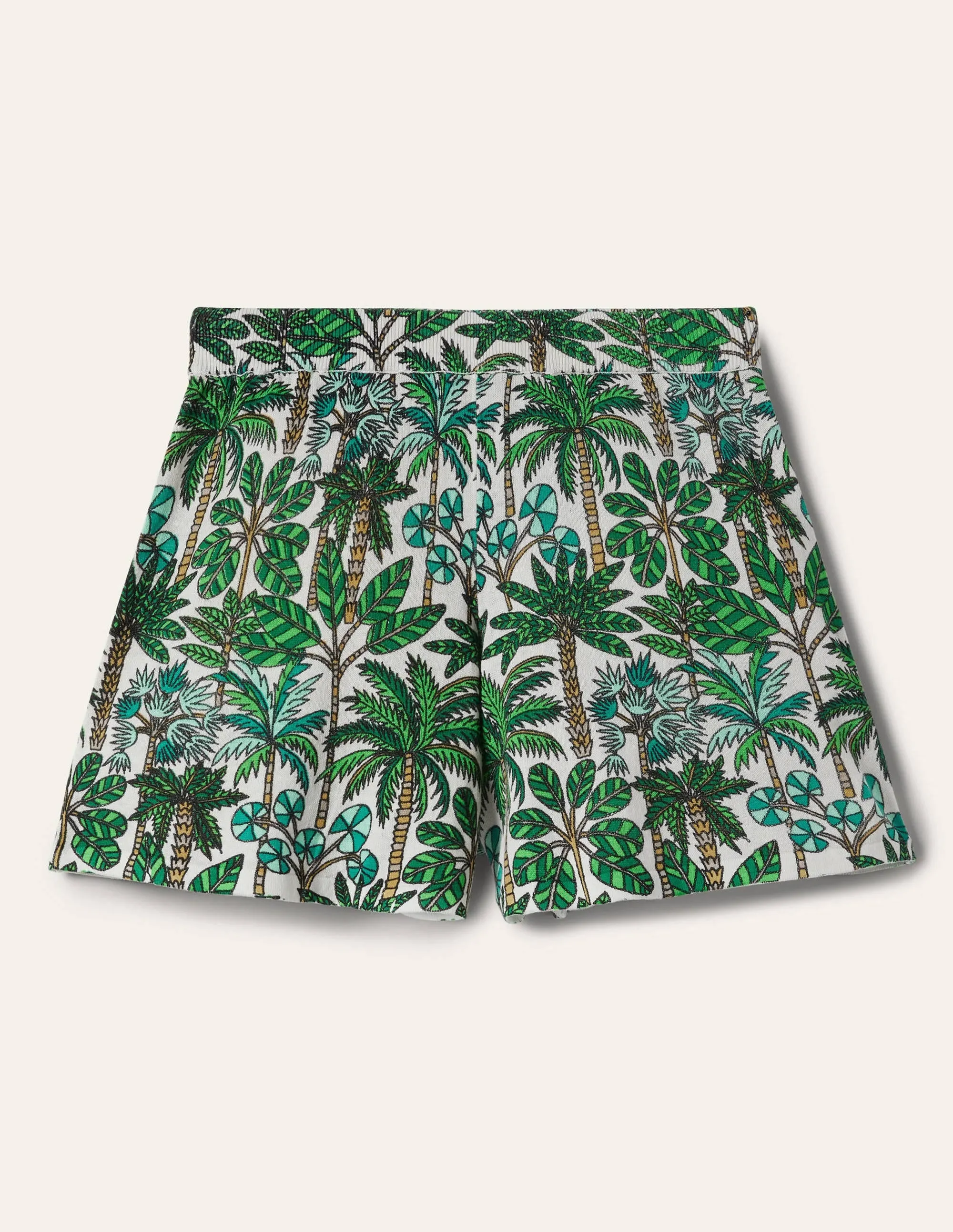 Cara Knitted Shorts-Ivory. Palm Forest
