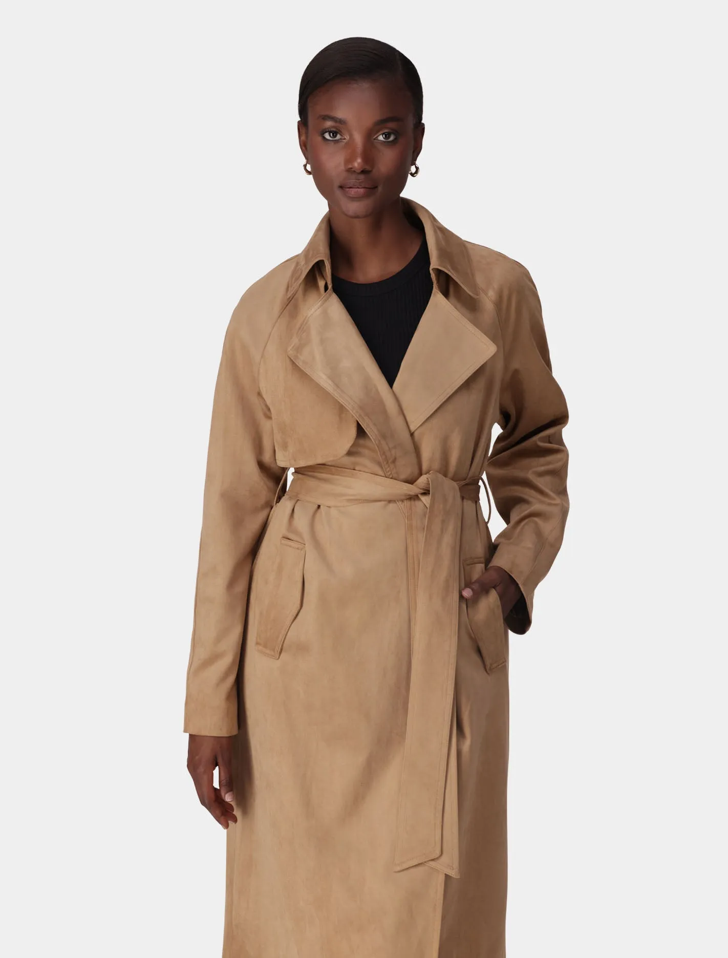 Cass Vegan Suede Trench Coat