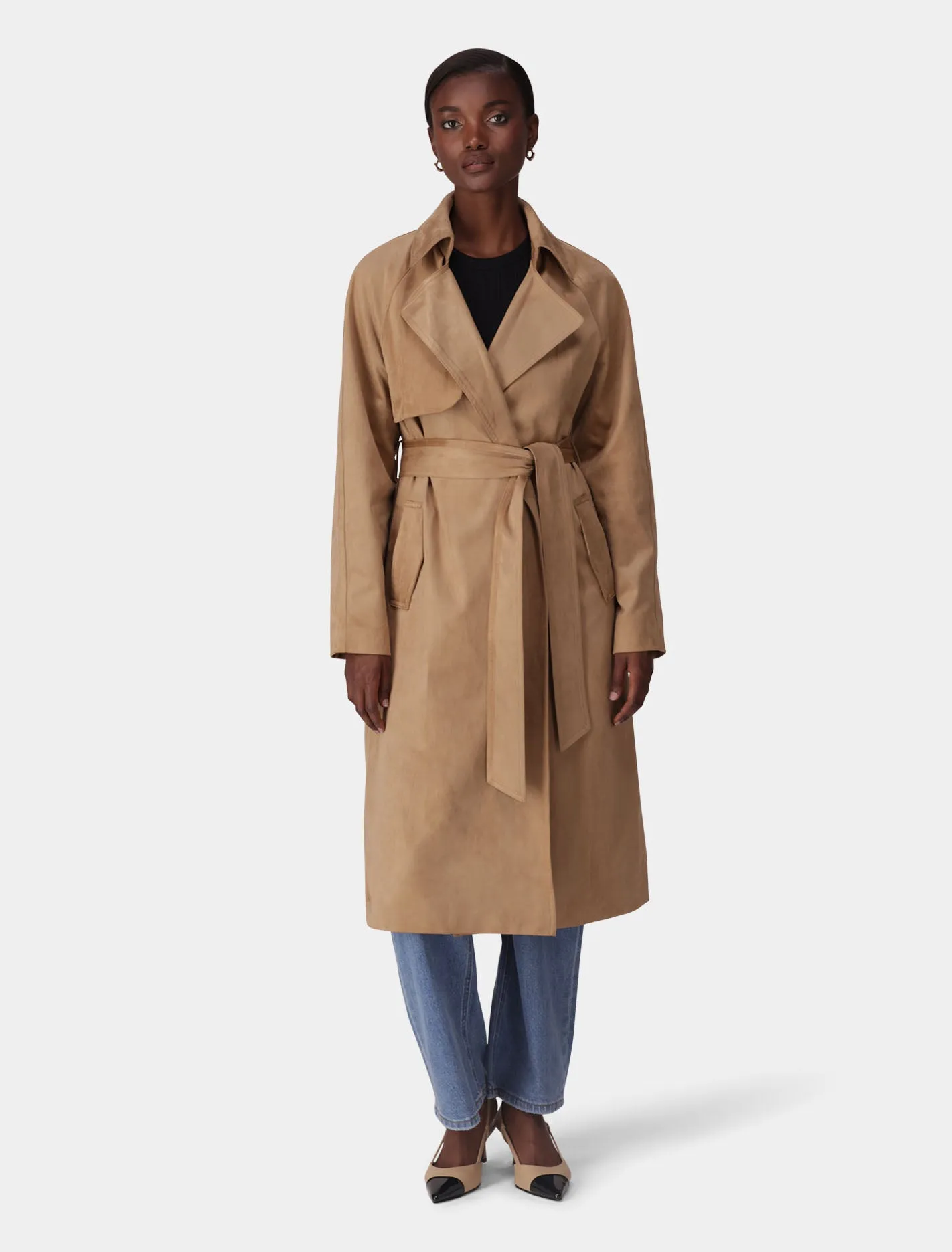 Cass Vegan Suede Trench Coat